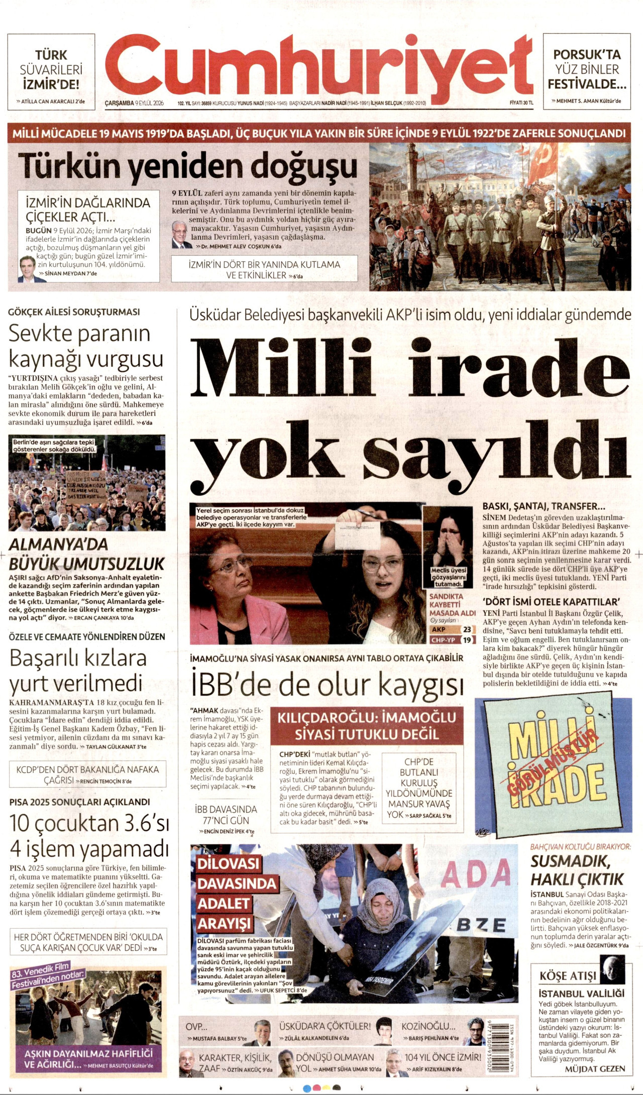 Gazeteler bugün ne yazdı? (9 Eylül) - 10. fotoğraf