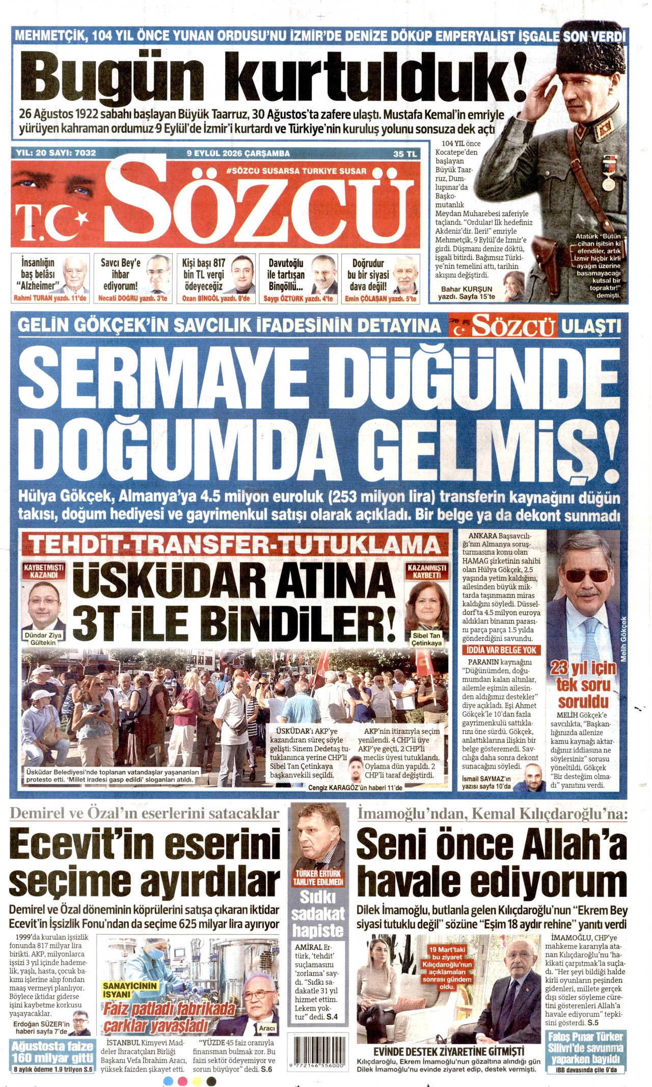 Gazeteler bugün ne yazdı? (9 Eylül) - 11. fotoğraf