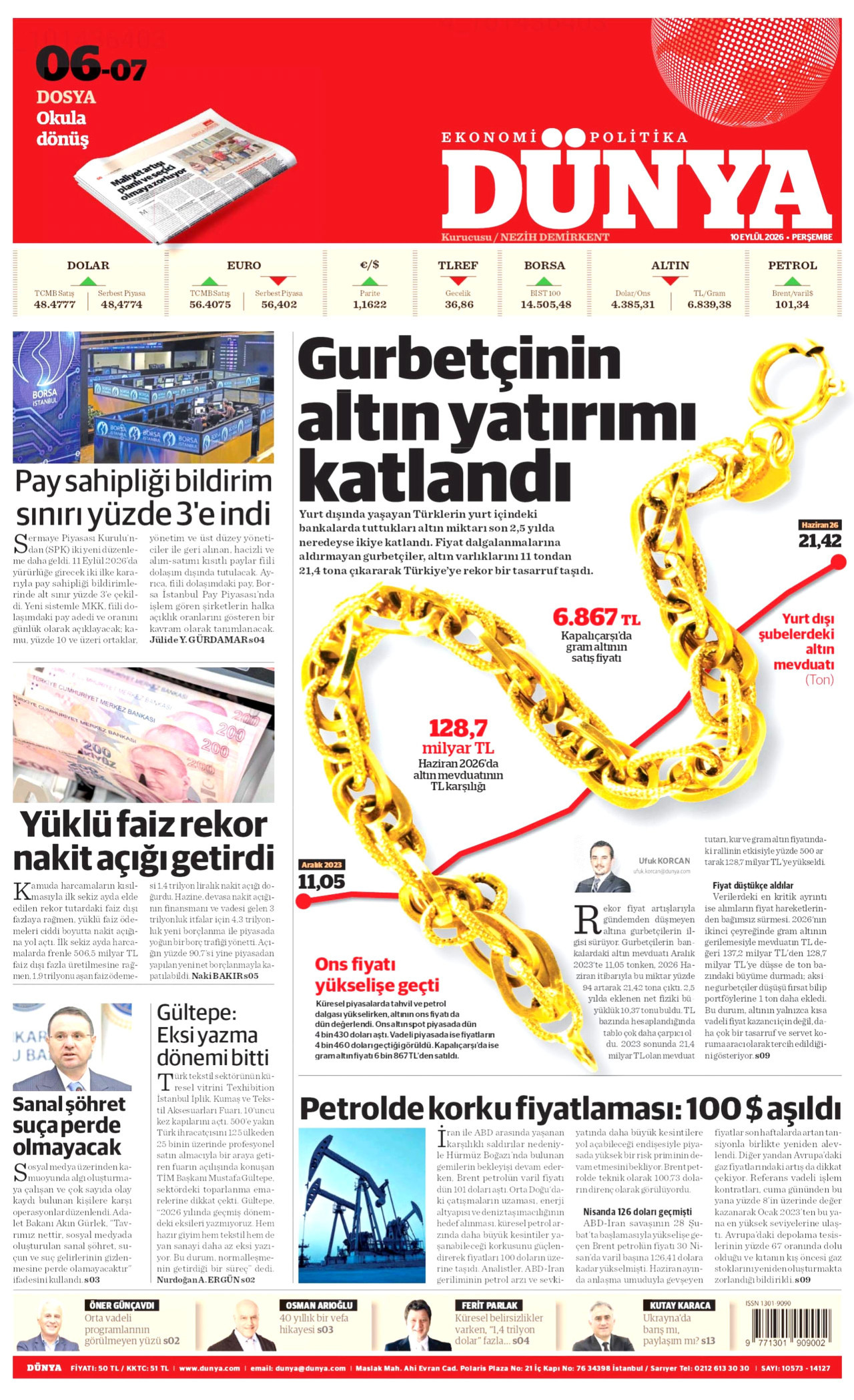 Gazeteler bugün ne yazdı? (10 Eylül) - 1. fotoğraf