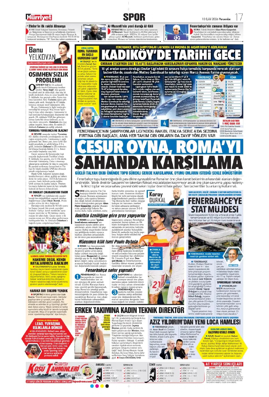 Kadıköy'de ROMAntik gece! Spor basını bugün ne yazdı? (10 Eylül) - 3. fotoğraf