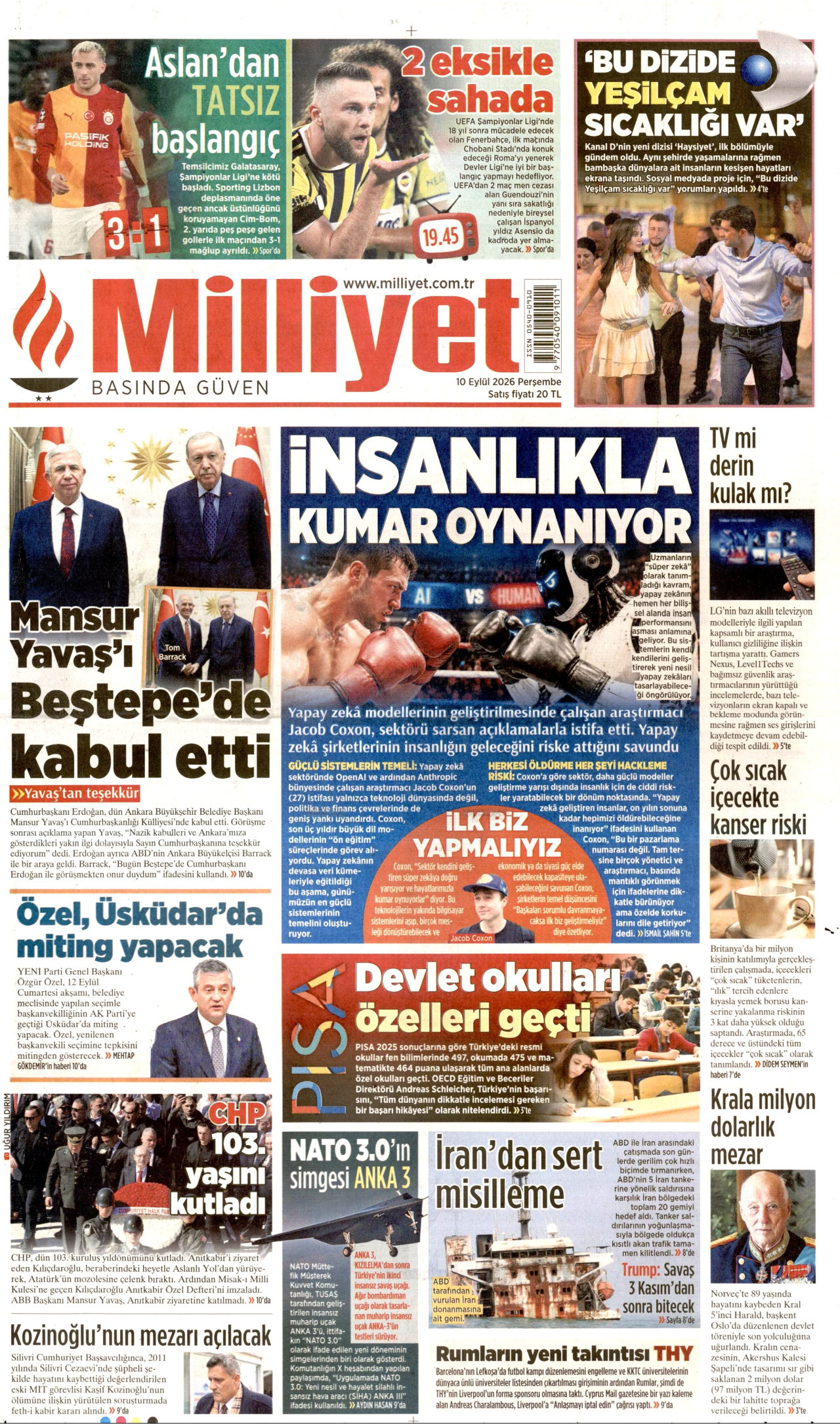 Gazeteler bugün ne yazdı? (10 Eylül) - 9. fotoğraf