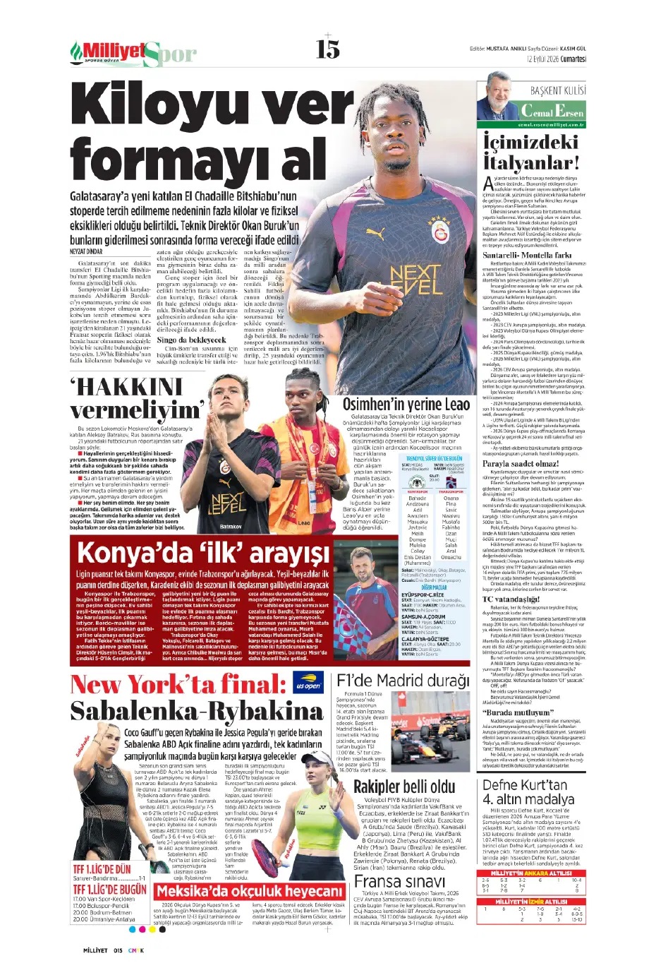 İsmail Kartal'ın başarı şansı yüzde 10! Spor basını bugün ne yazdı? (12 Eylül) - 3. fotoğraf