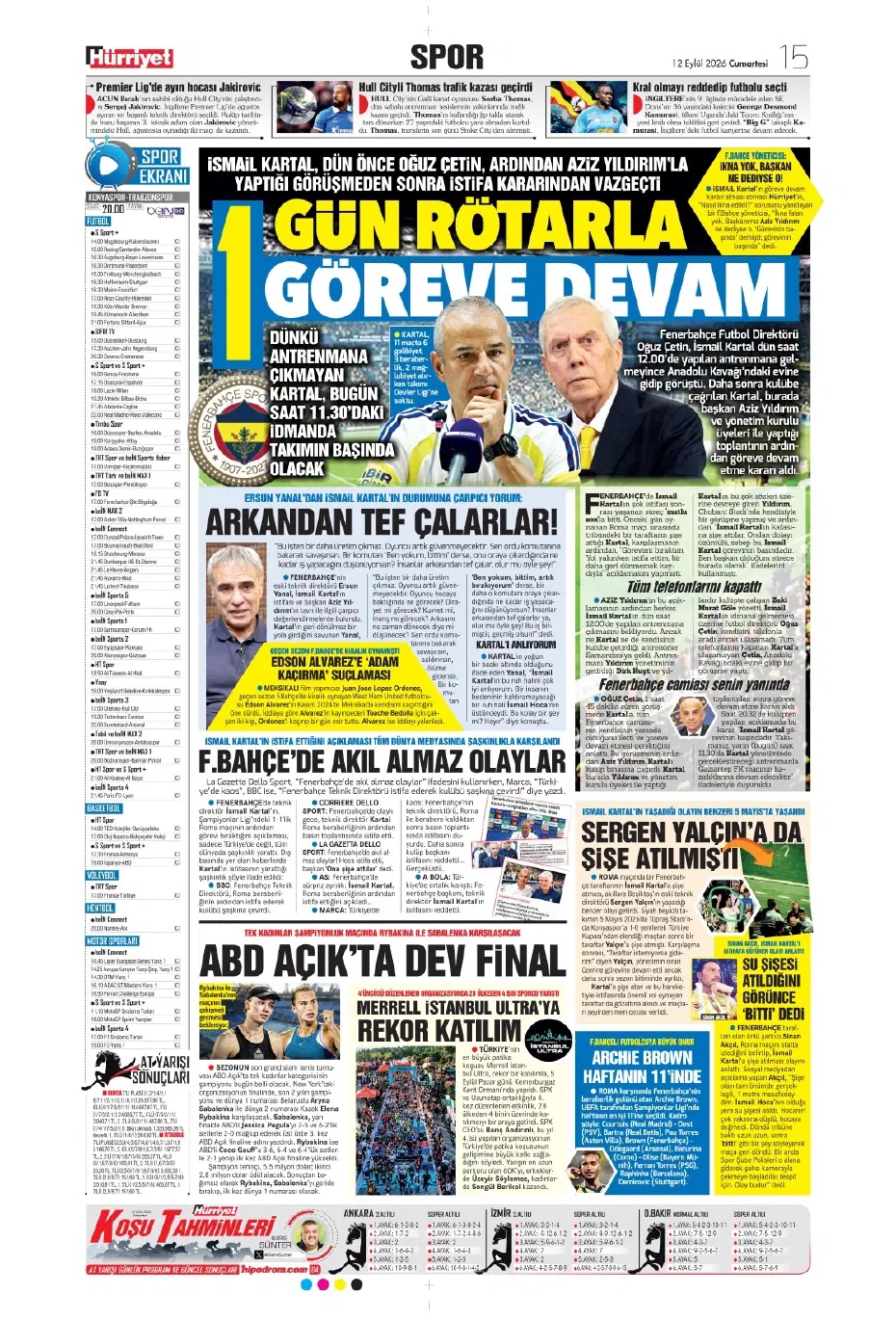 İsmail Kartal'ın başarı şansı yüzde 10! Spor basını bugün ne yazdı? (12 Eylül) - 8. fotoğraf