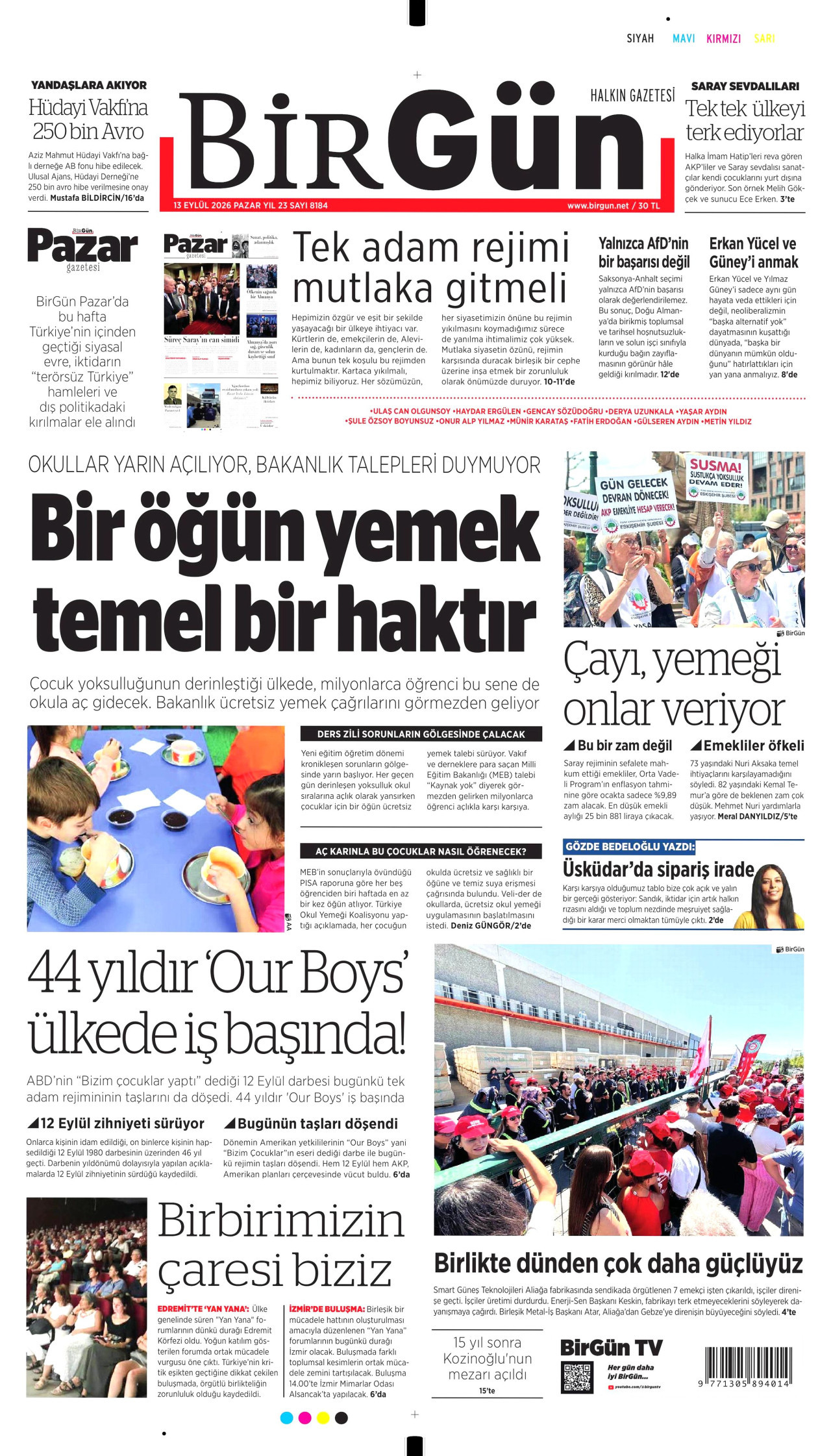 Gazeteler bugün ne yazdı? (13 Eylül) - 1. fotoğraf
