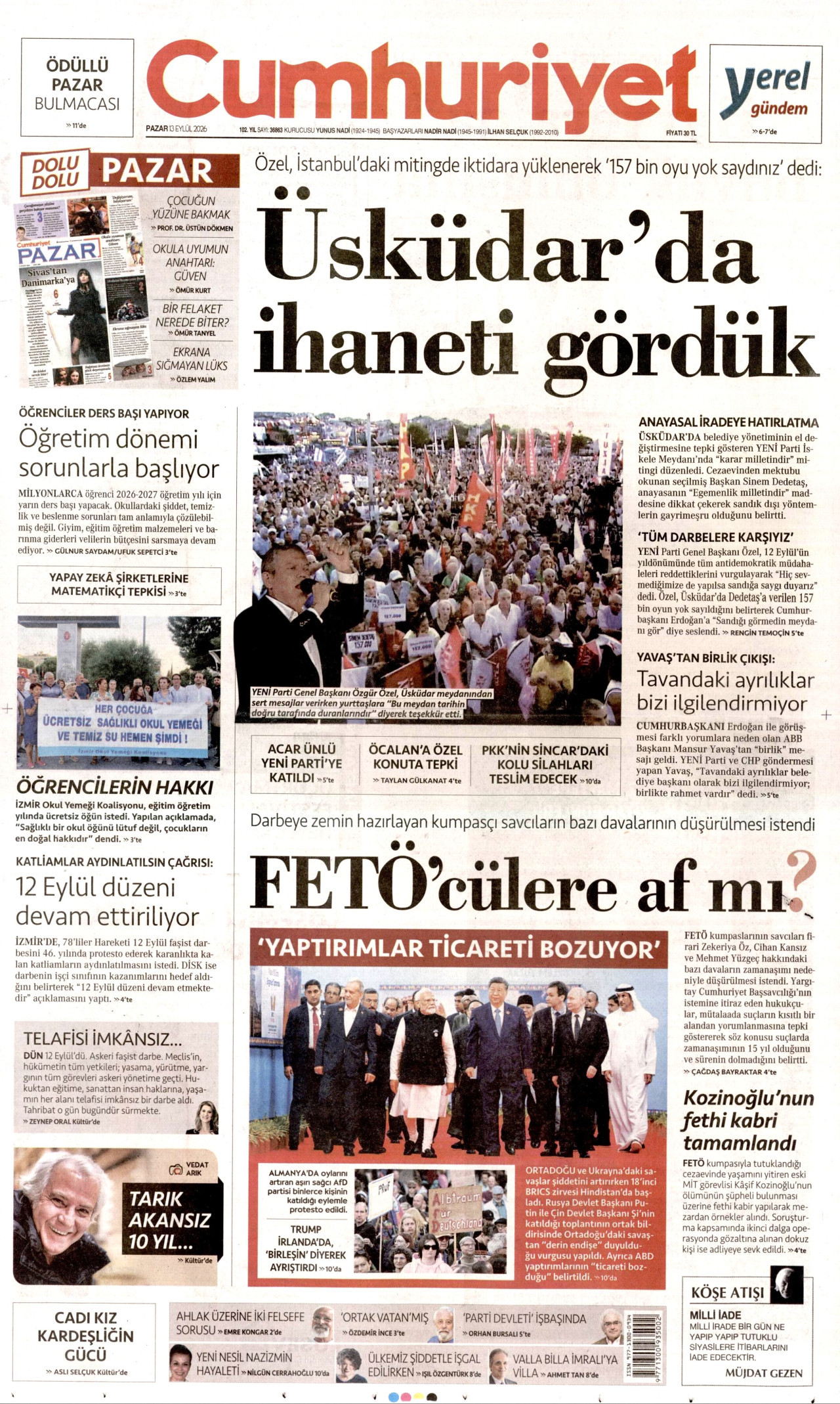 Gazeteler bugün ne yazdı? (13 Eylül) - 6. fotoğraf