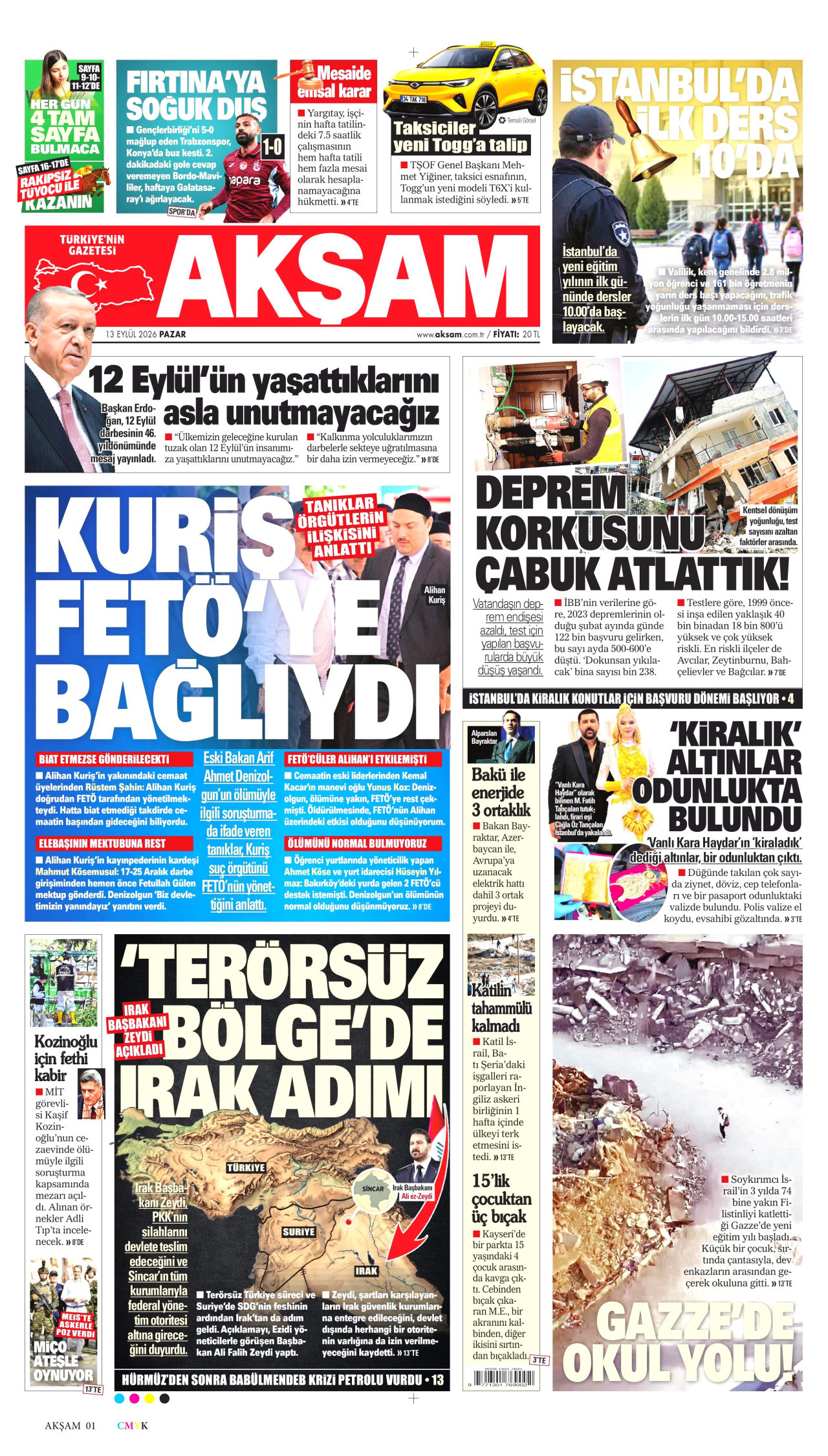 Gazeteler bugün ne yazdı? (13 Eylül) - 7. fotoğraf
