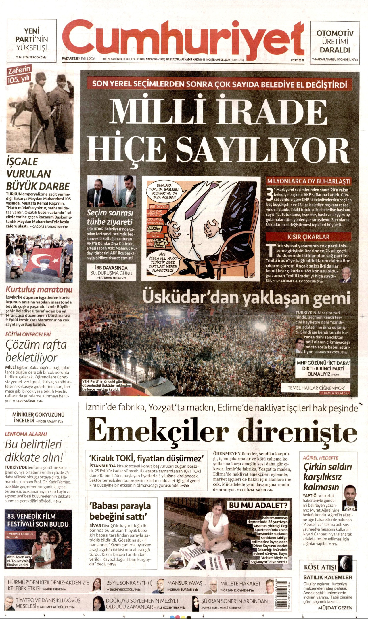 Gazeteler bugün ne yazdı? (14 Eylül) - 5. fotoğraf