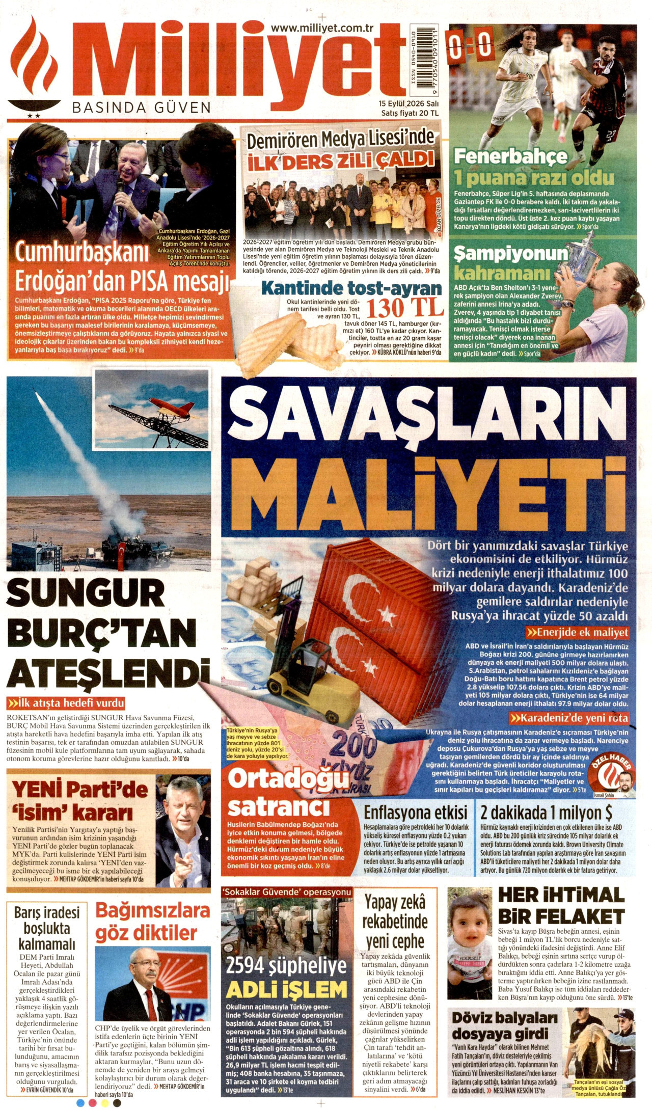 Gazeteler bugün ne yazdı? (15 Eylül) - 12. fotoğraf