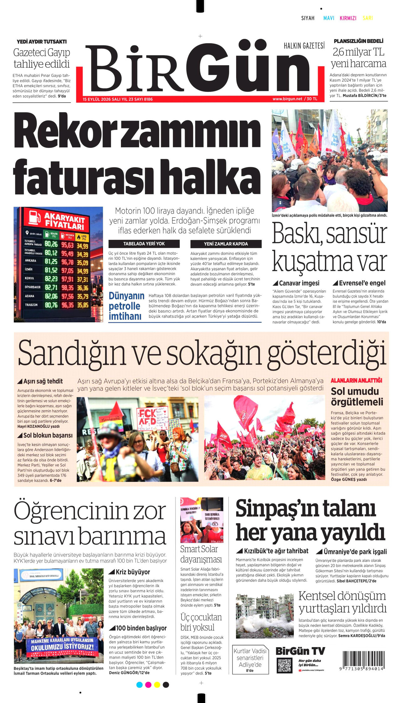 Gazeteler bugün ne yazdı? (15 Eylül) - 1. fotoğraf