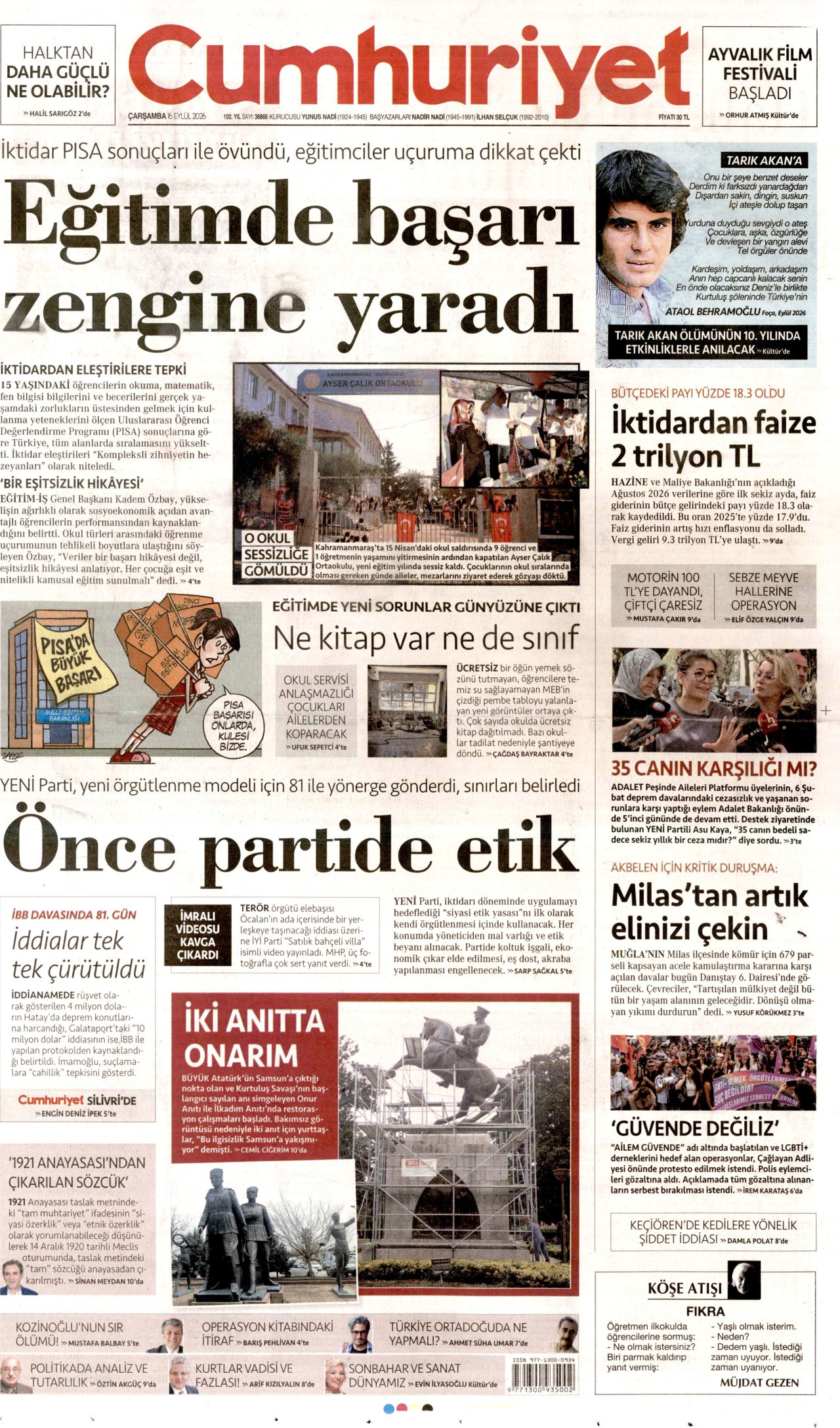 Gazeteler bugün ne yazdı? (16 Eylül) - 10. fotoğraf