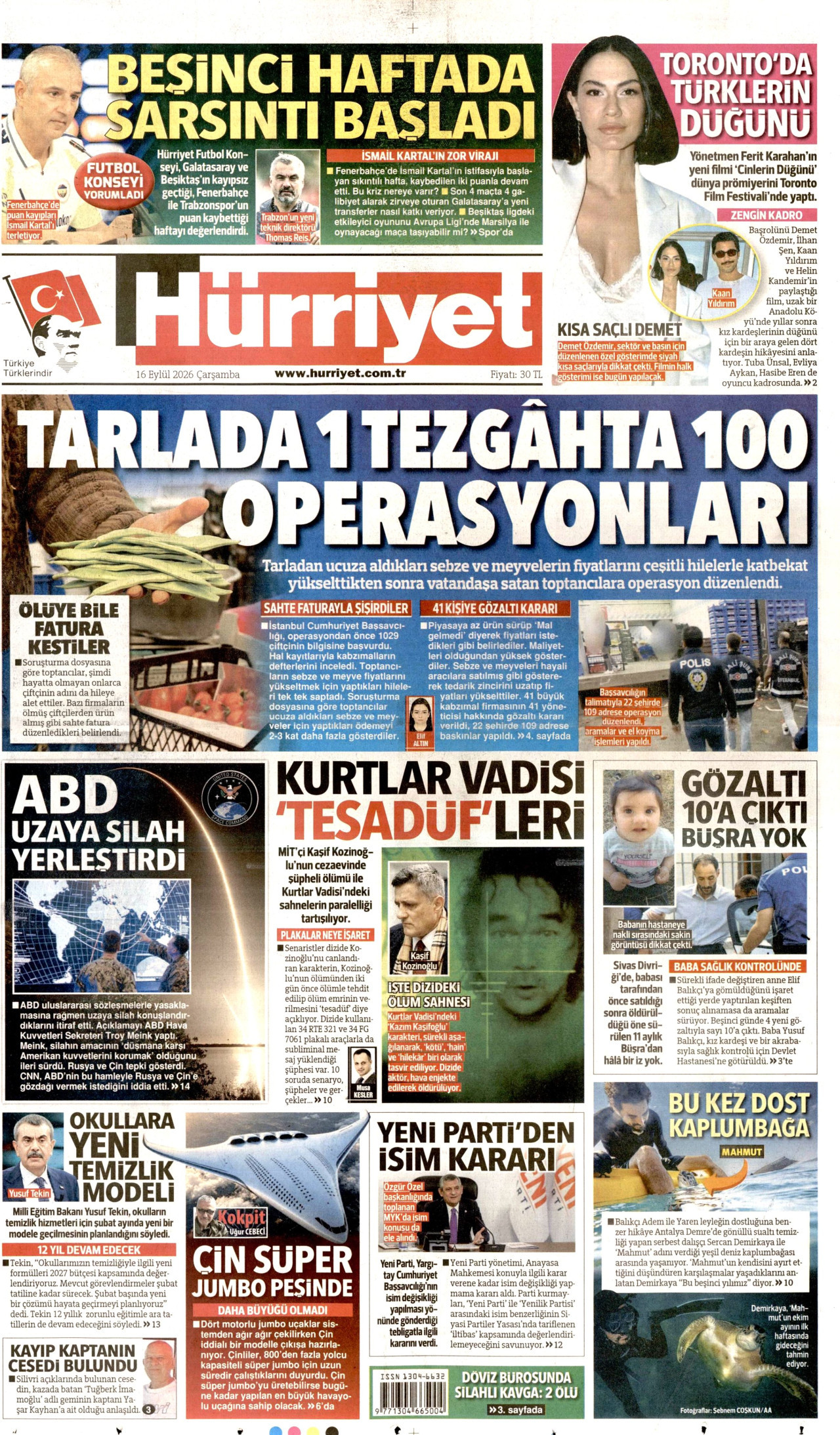 Gazeteler bugün ne yazdı? (16 Eylül) - 1. fotoğraf