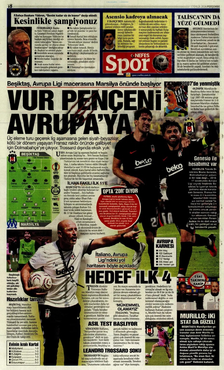 Ertuğrul Doğan: Şampiyon olunacak kadro! Spor basını bugün ne yazdı? (17 Eylül) - 10. fotoğraf