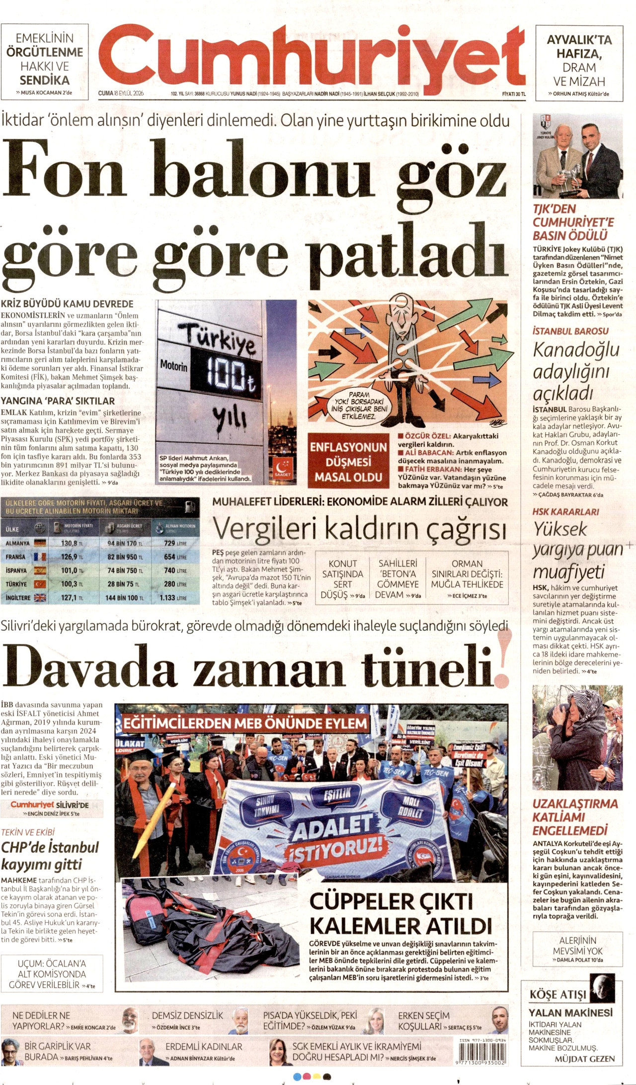 Gazeteler bugün ne yazdı? (18 Eylül) - 2. fotoğraf