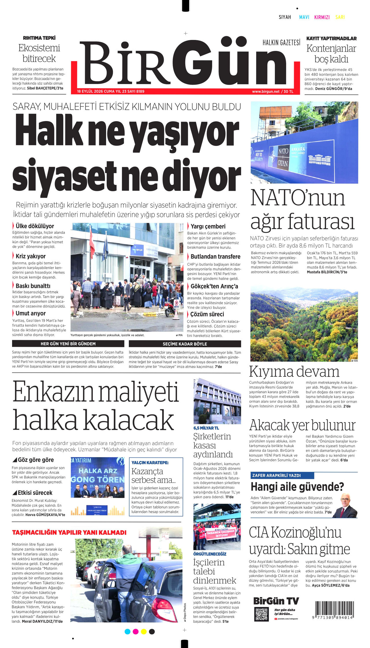 Gazeteler bugün ne yazdı? (18 Eylül) - 1. fotoğraf