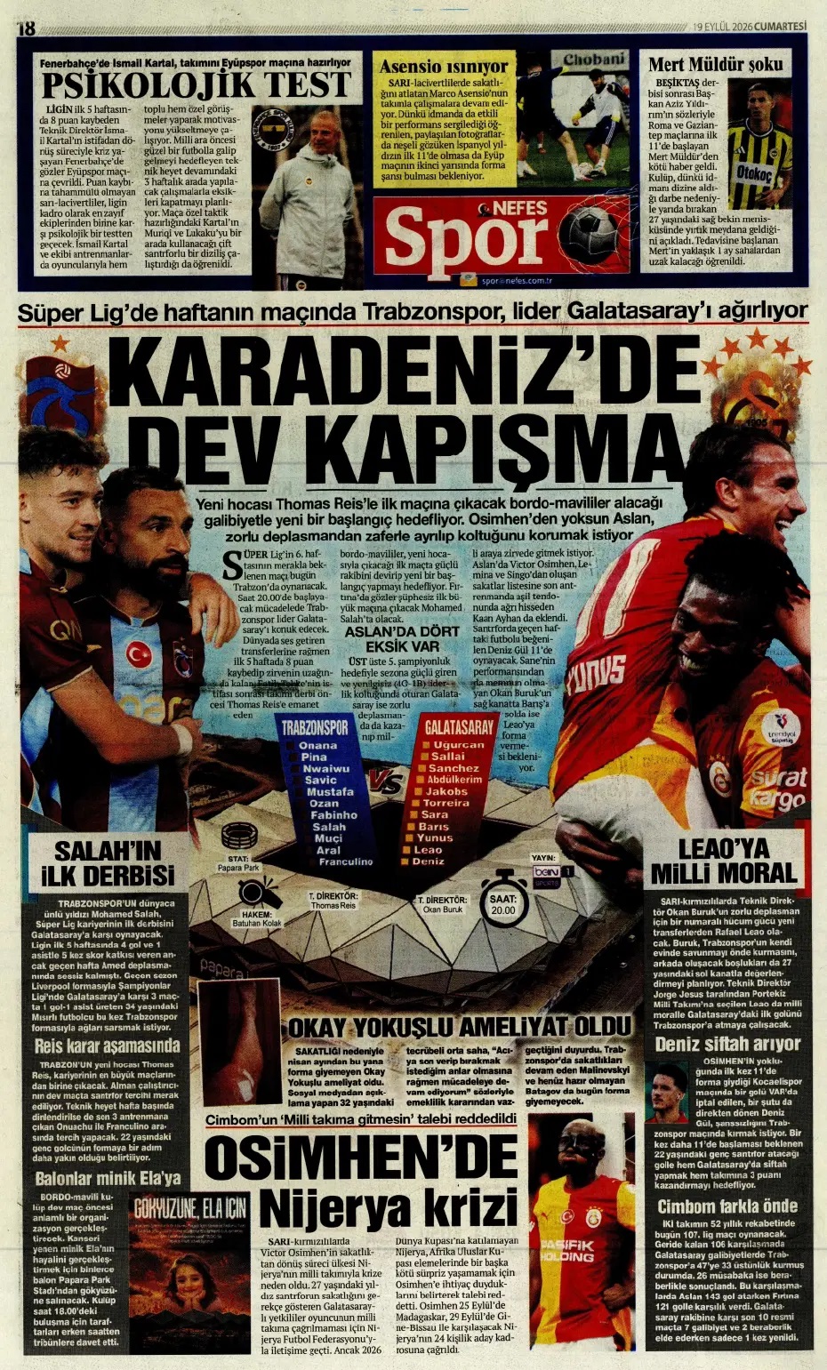 Karadeniz'de dev kapışma! Spor basını bugün ne yazdı? (19 Eylül) - 10. fotoğraf