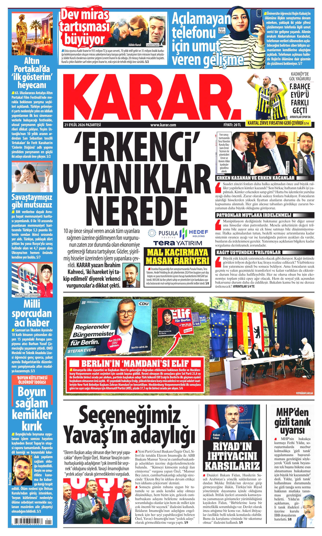 Gazeteler bugün ne yazdı? (21 Eylül) - 6. fotoğraf