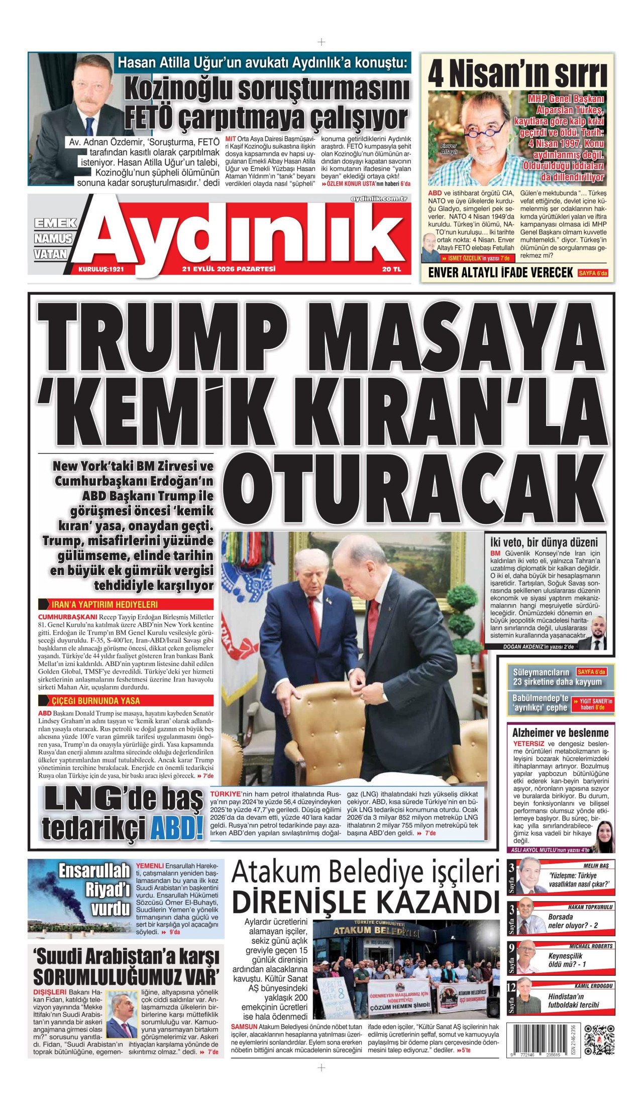 Gazeteler bugün ne yazdı? (21 Eylül) - 1. fotoğraf