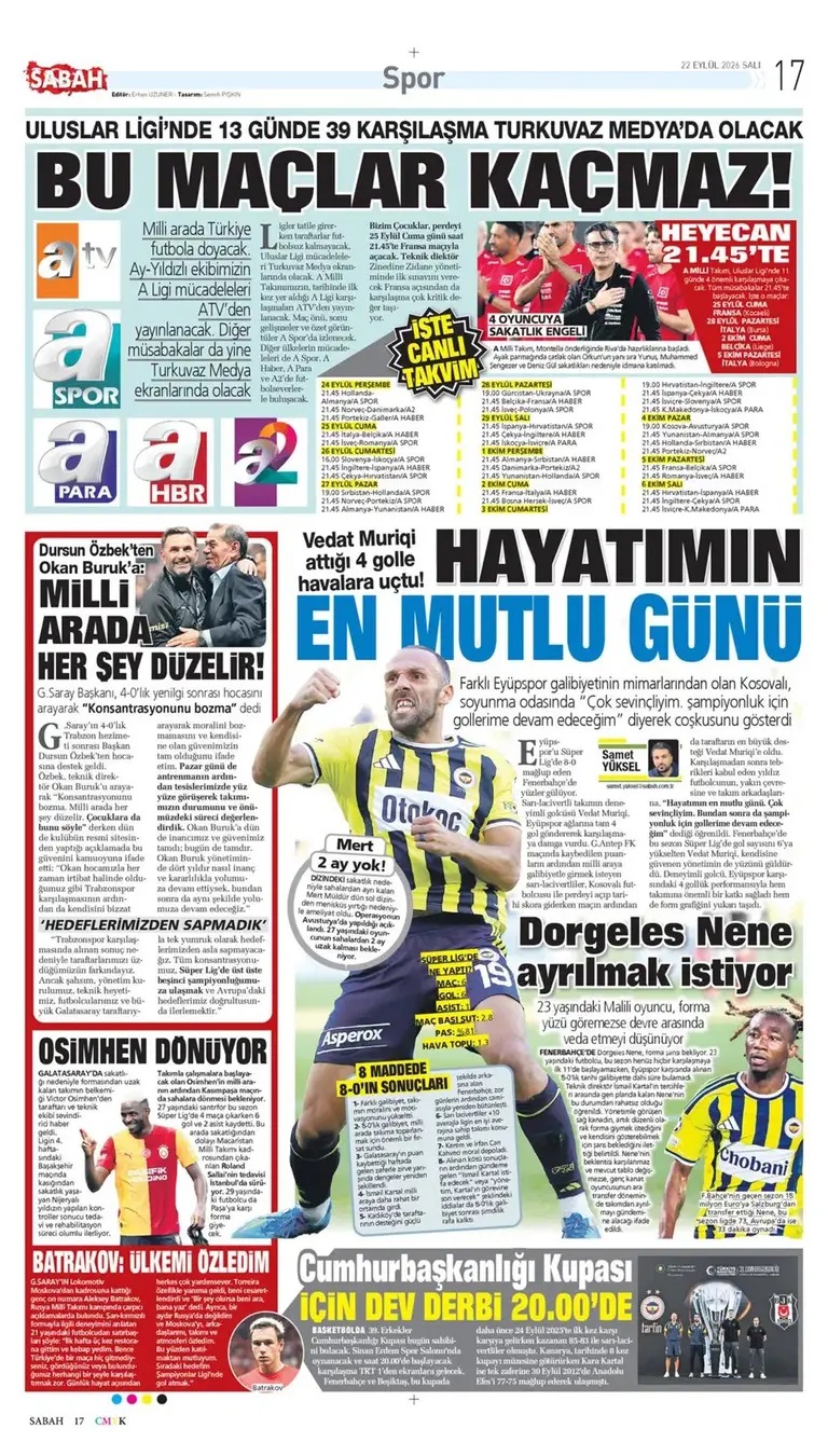 Fener'e huzur geldi! Spor basını bugün ne yazdı? (22 Eylül) - 6. fotoğraf