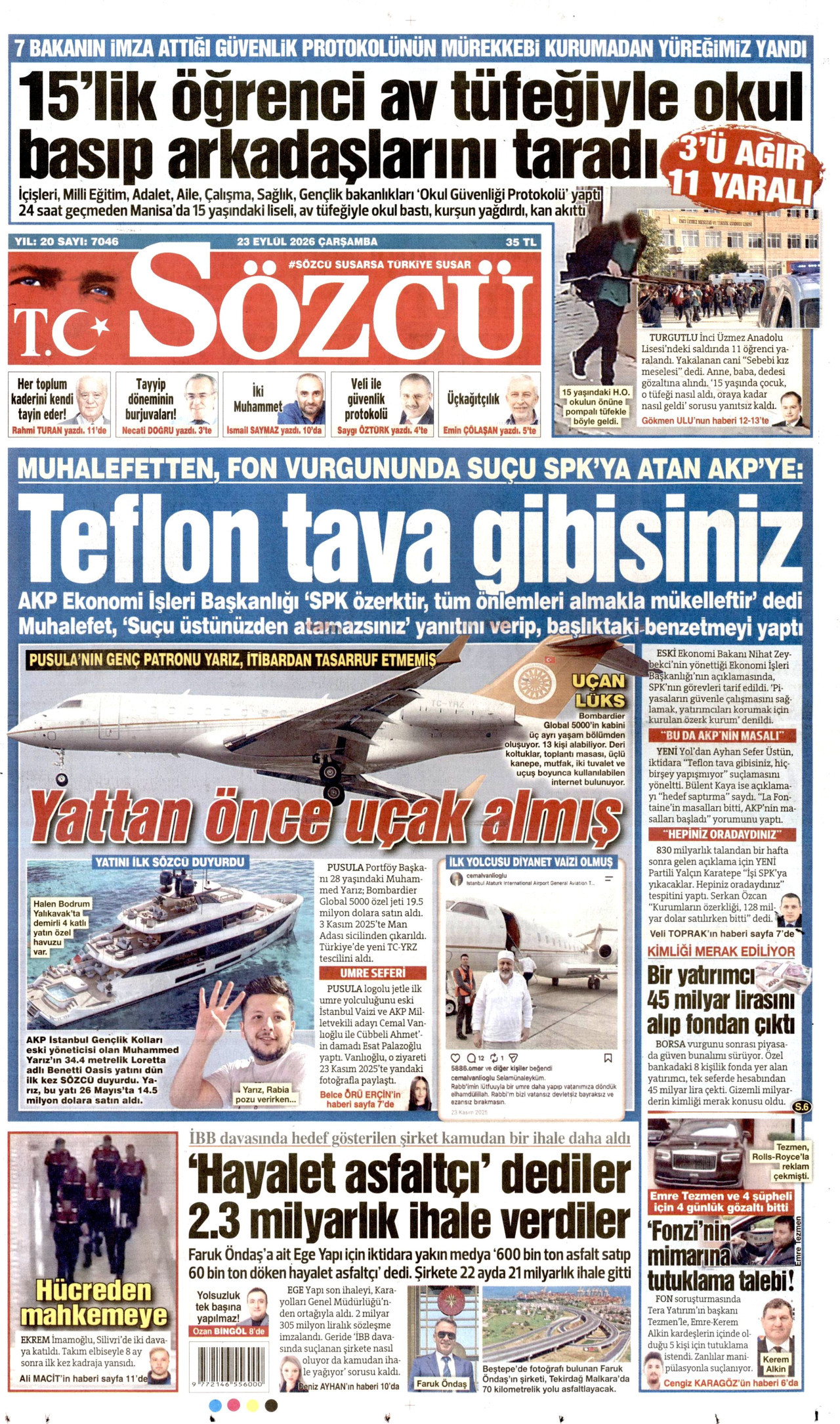 Gazeteler bugün ne yazdı? (23 Eylül) - 11. fotoğraf
