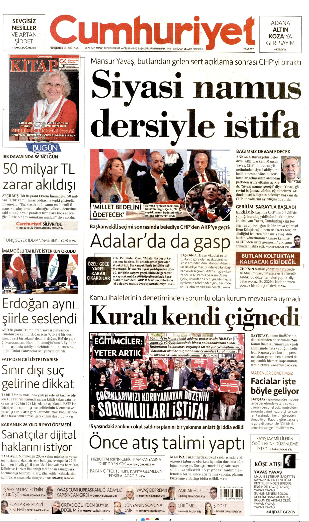 Gazeteler bugün ne yazdı? (24 Eylül) - 3. fotoğraf