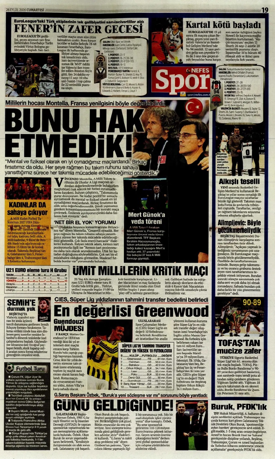 Fransız kaldık! Spor basını bugün ne yazdı? (26 Eylül) - 11. fotoğraf