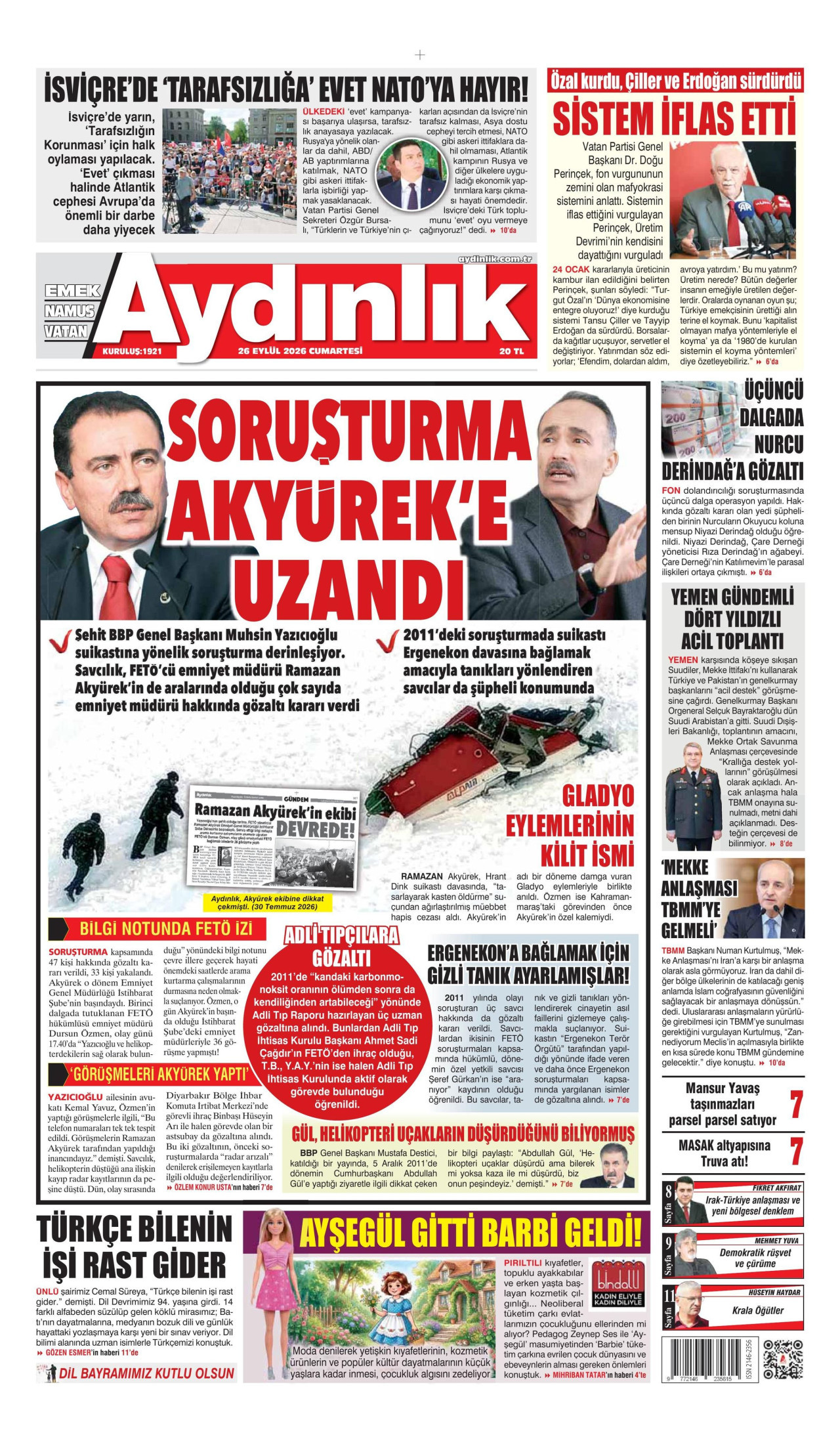 Gazeteler bugün ne yazdı? (26 Eylül) - 1. fotoğraf