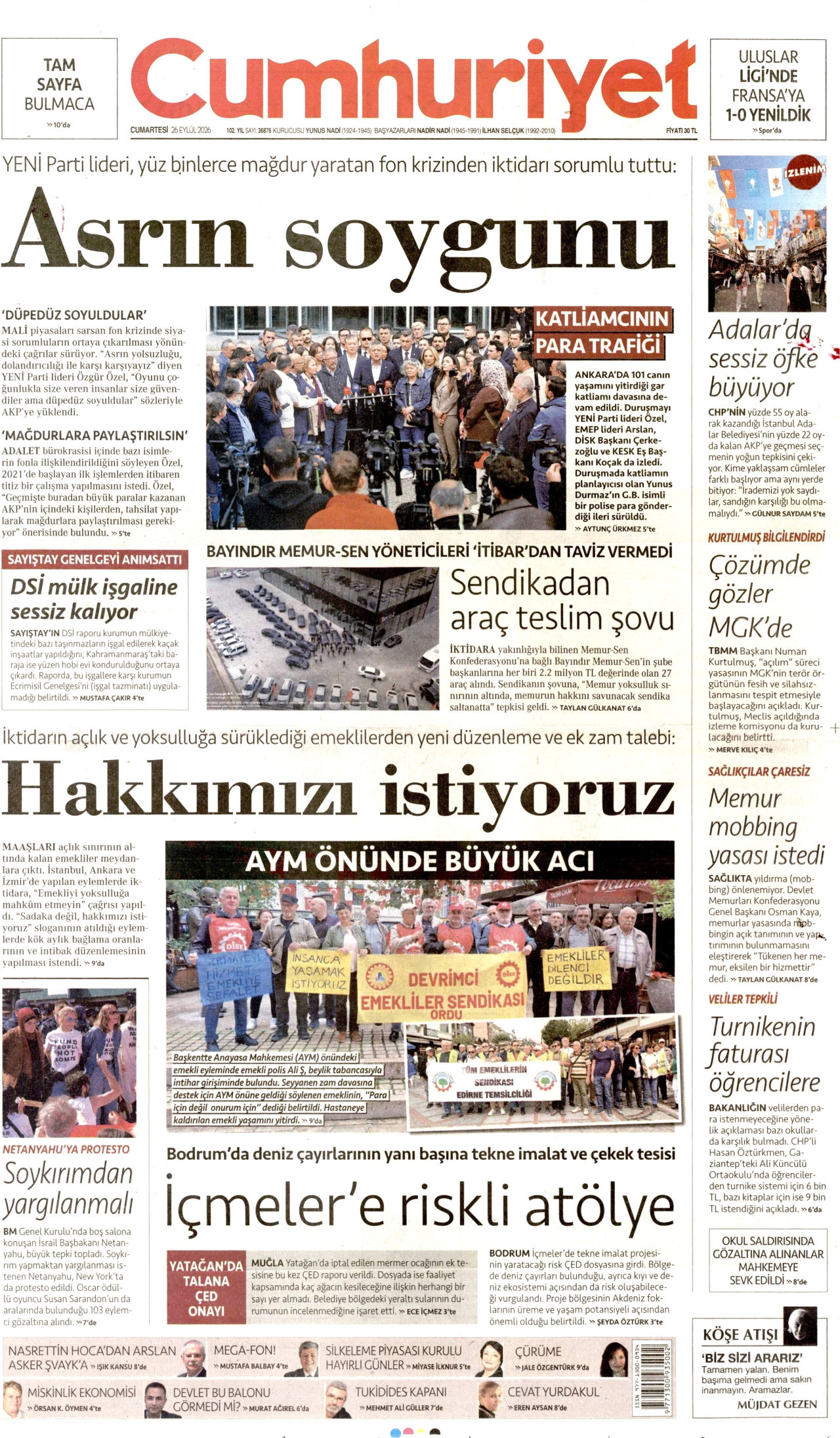 Gazeteler bugün ne yazdı? (26 Eylül) - 10. fotoğraf