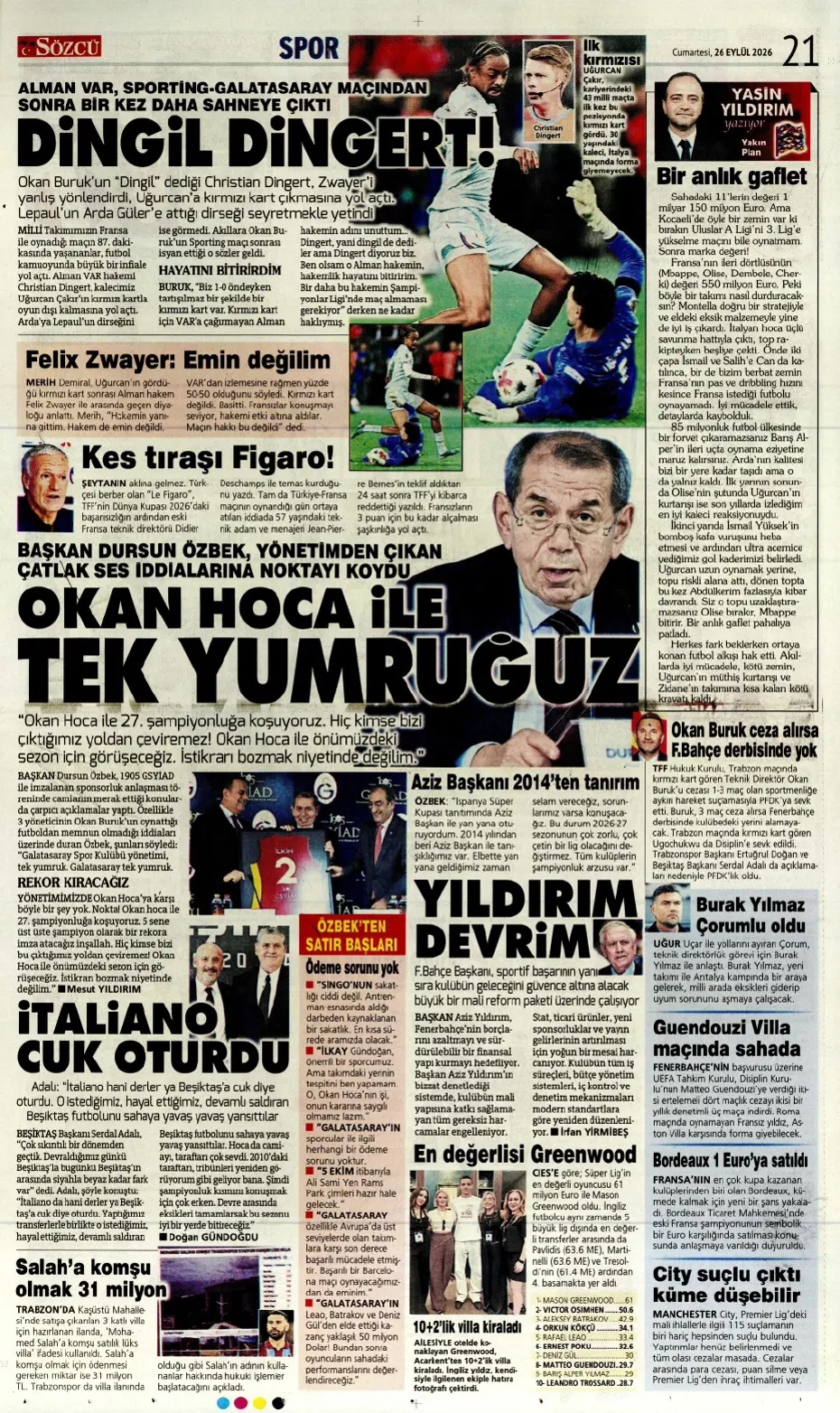 Fransız kaldık! Spor basını bugün ne yazdı? (26 Eylül) - 2. fotoğraf