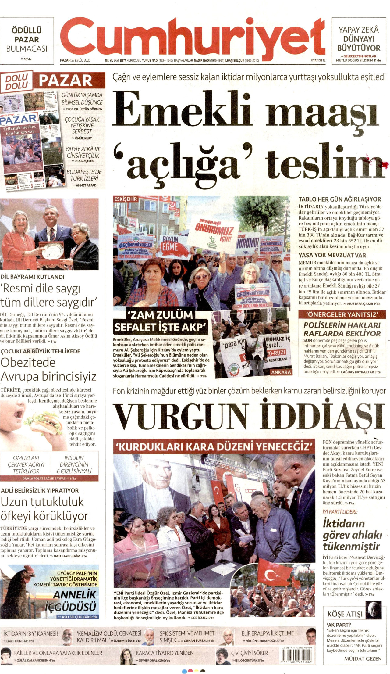 Gazeteler bugün ne yazdı? (27 Eylül) - 9. fotoğraf