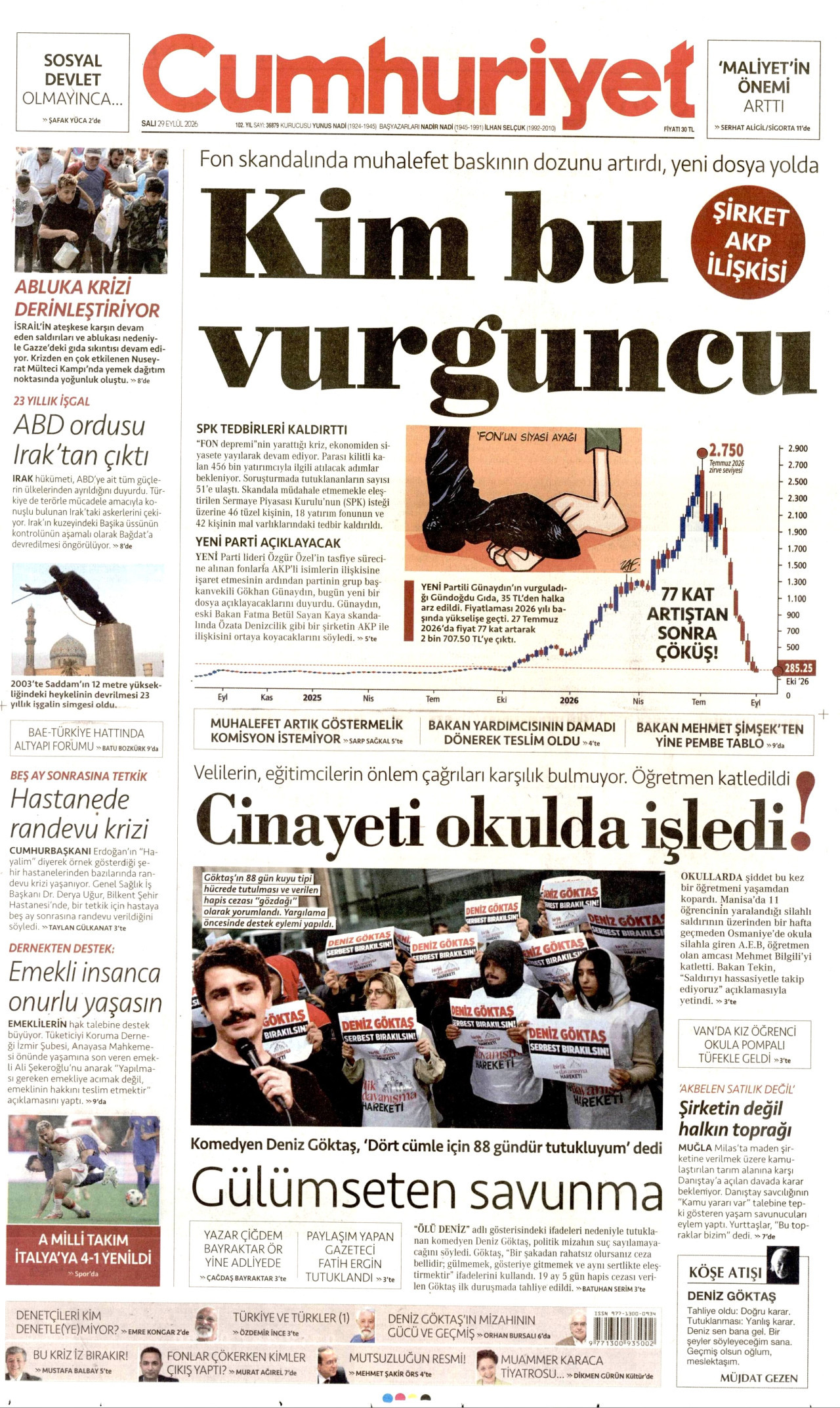 Gazeteler bugün ne yazdı? (29 Eylül) - 1. fotoğraf