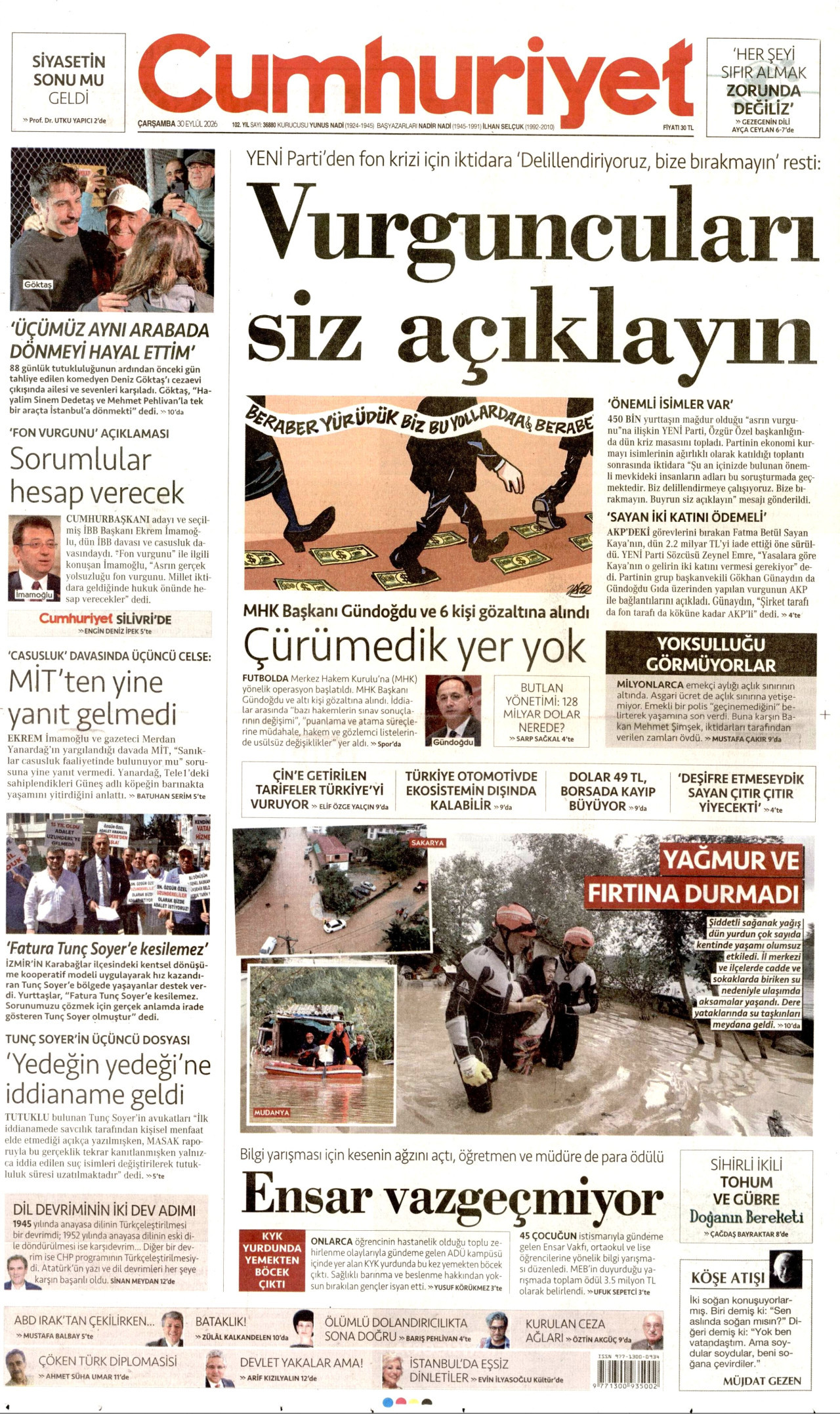 Gazeteler bugün ne yazdı? (30 Eylül) - 9. fotoğraf