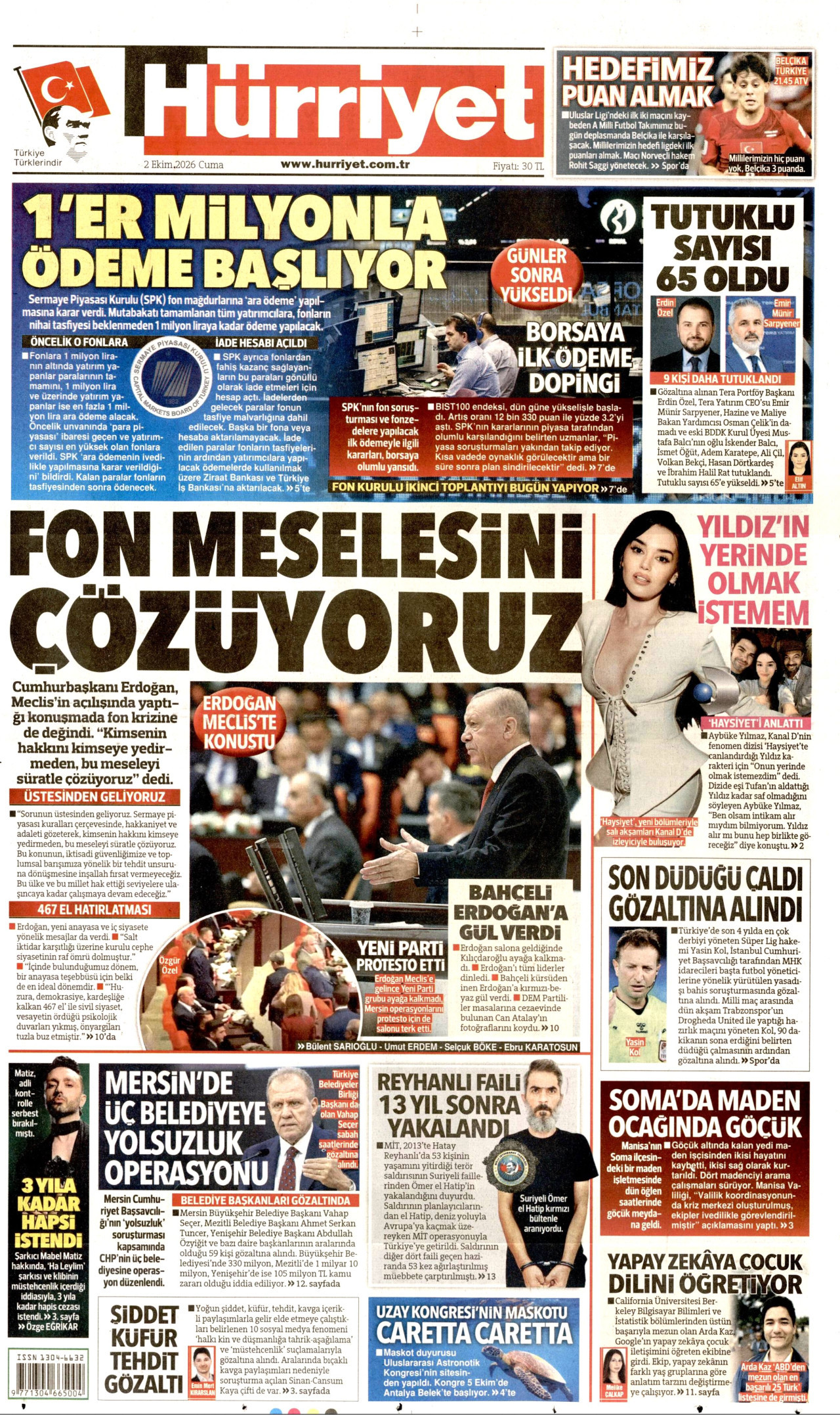 Gazeteler bugün ne yazdı? (2 Ekim) - 1. fotoğraf