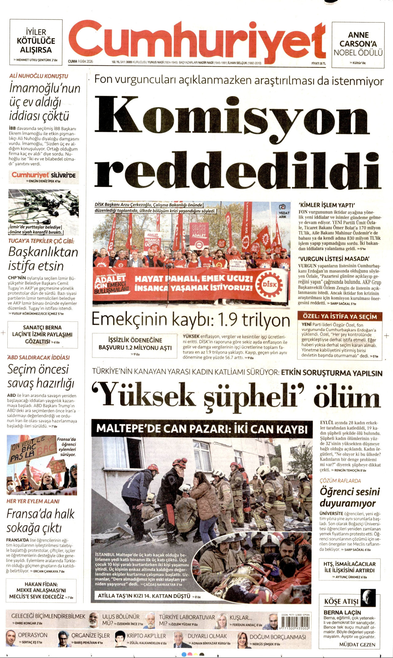 Gazeteler bugün ne yazdı? (9 Ekim) - 3. fotoğraf
