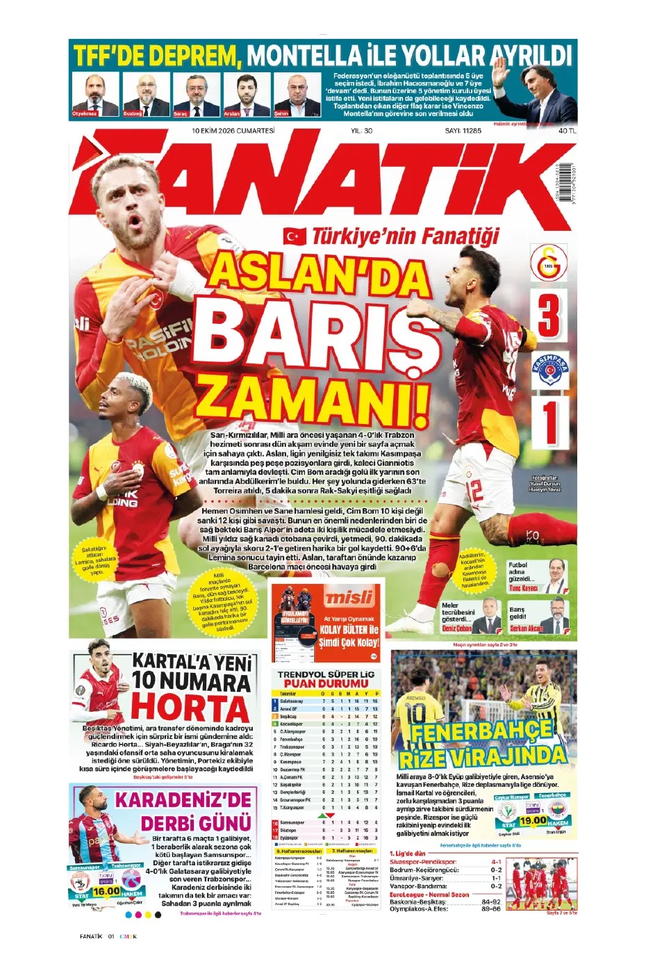 Aslan'da barış zamanı! Spor basını bugün ne yazdı? (10 Ekim) - 4. fotoğraf