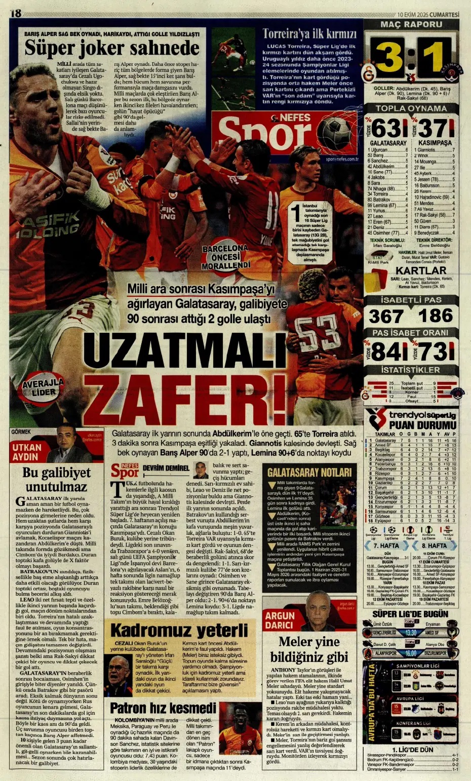 Aslan'da barış zamanı! Spor basını bugün ne yazdı? (10 Ekim) - 9. fotoğraf