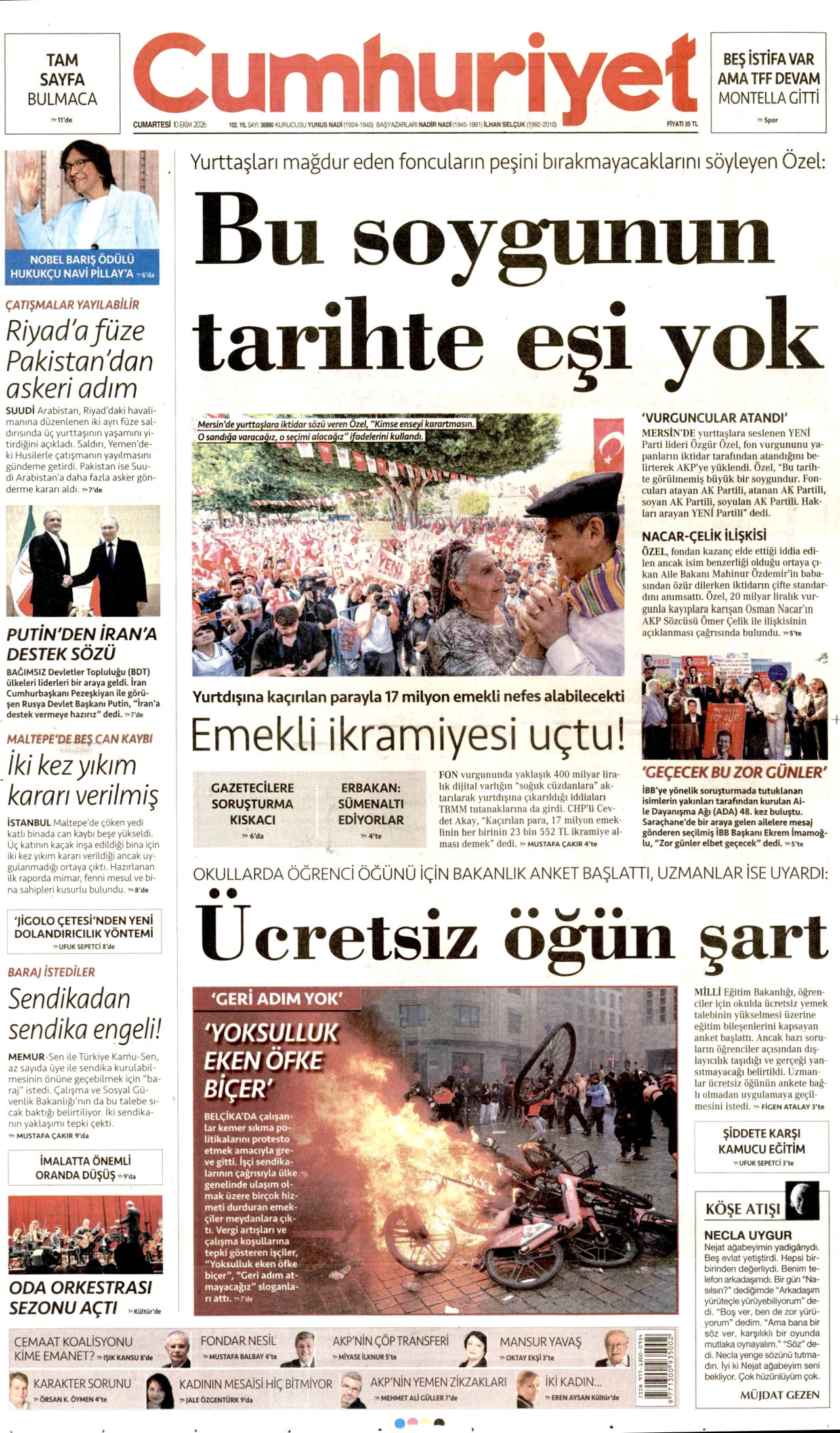 Gazeteler bugün ne yazdı? (10 Ekim) - 2. fotoğraf