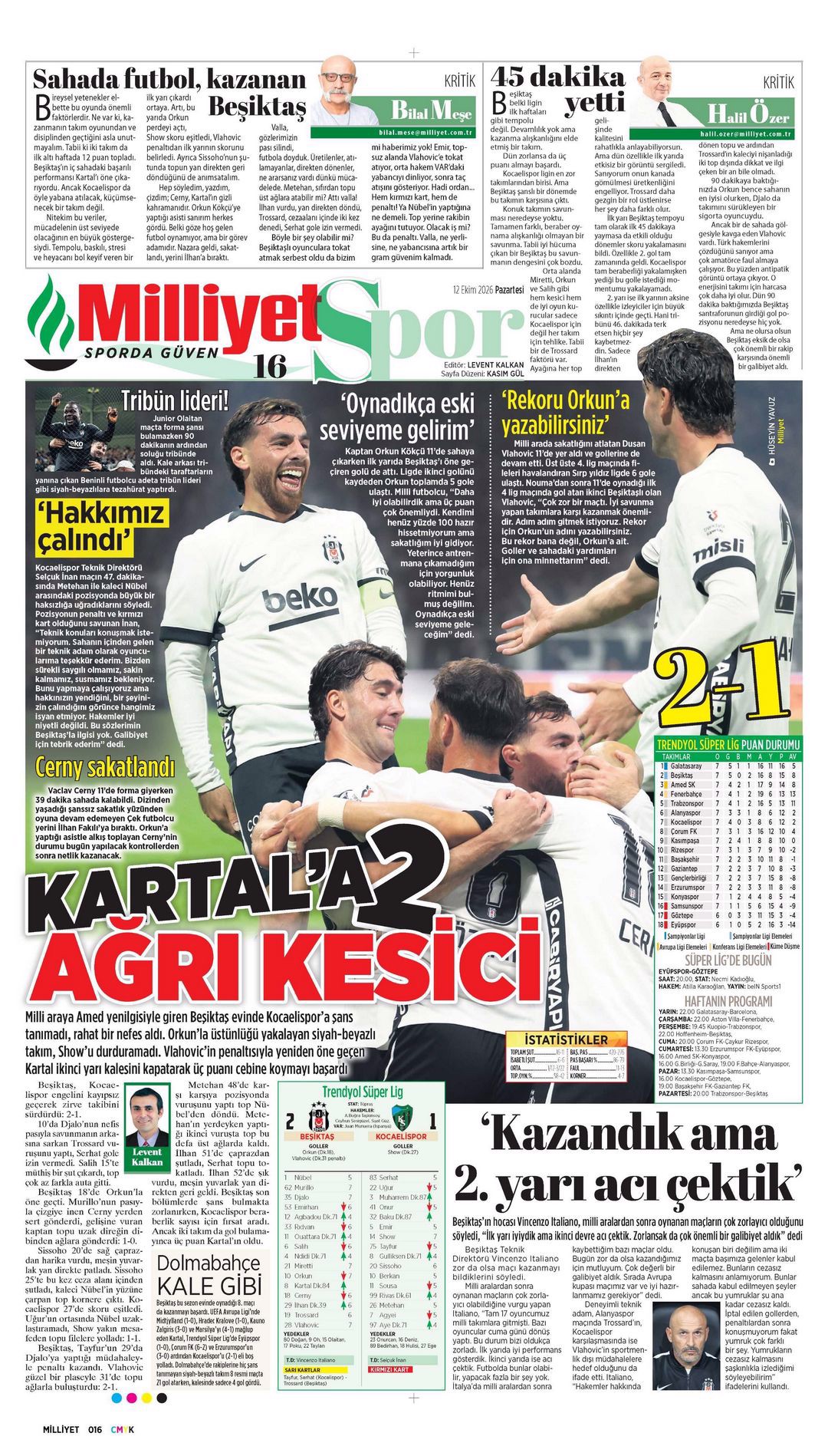 Evde huzur var | Spor manşetleri - 1. fotoğraf