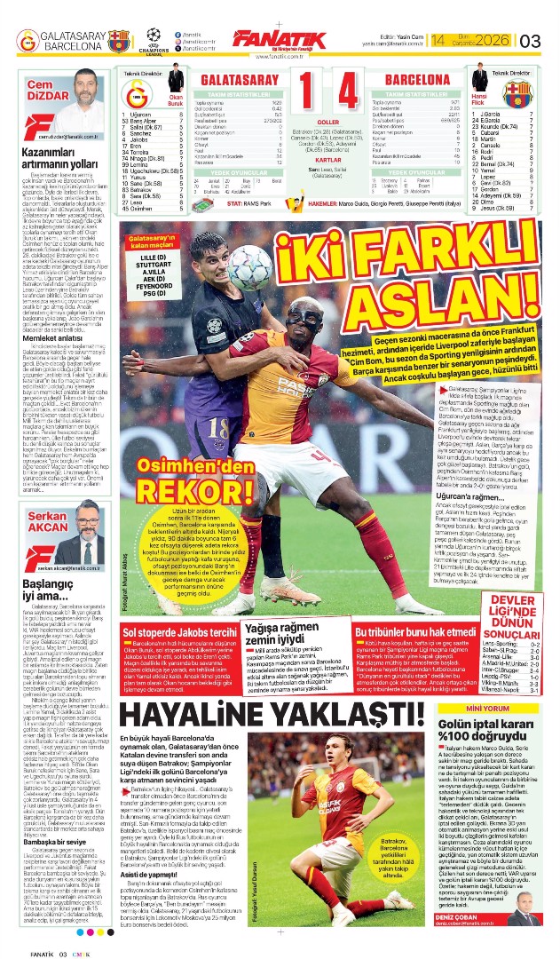 Umutlarımız Barça'landı | Spor manşetleri - 14. fotoğraf