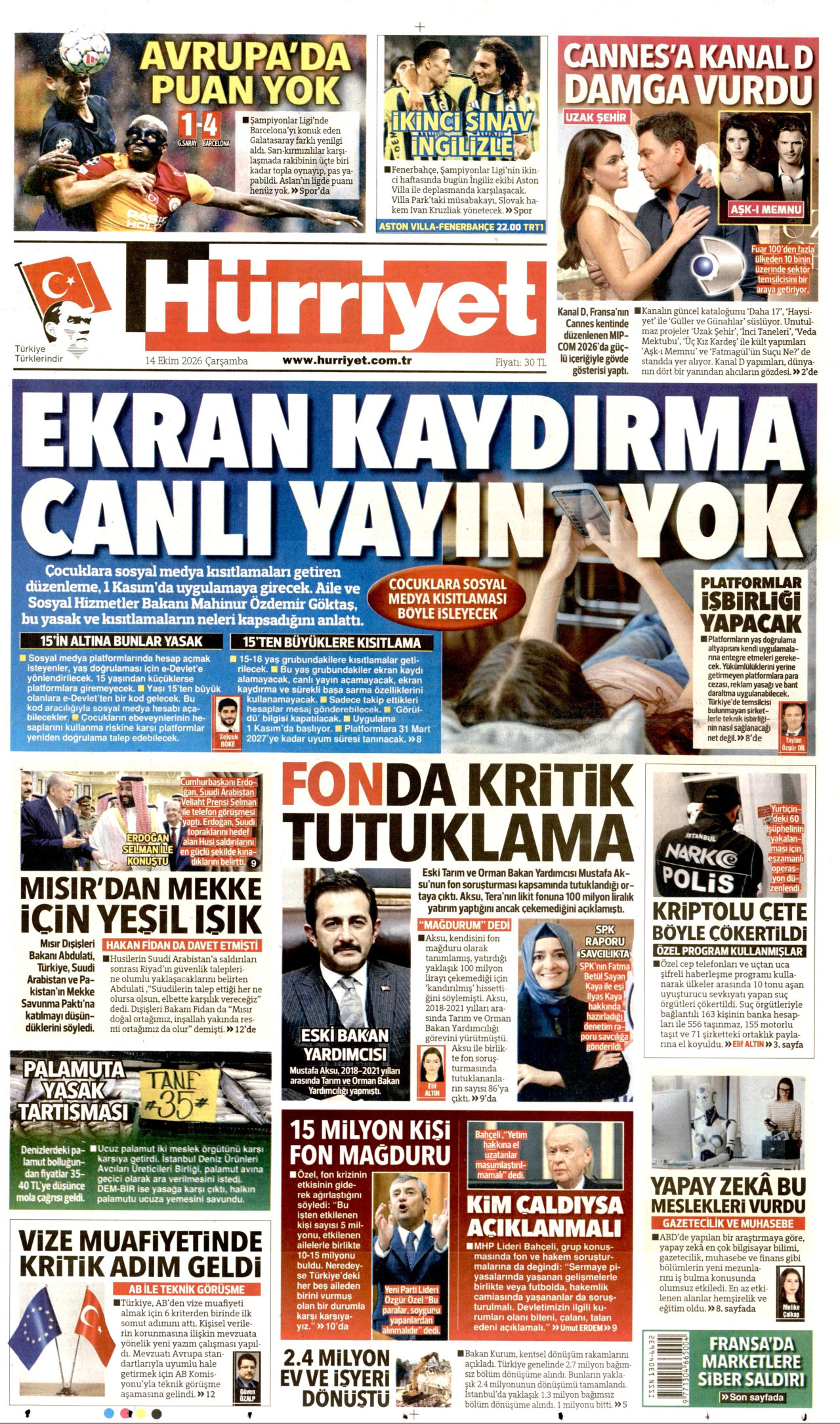 Gazeteler bugün ne yazdı? (14 Ekim) - 1. fotoğraf