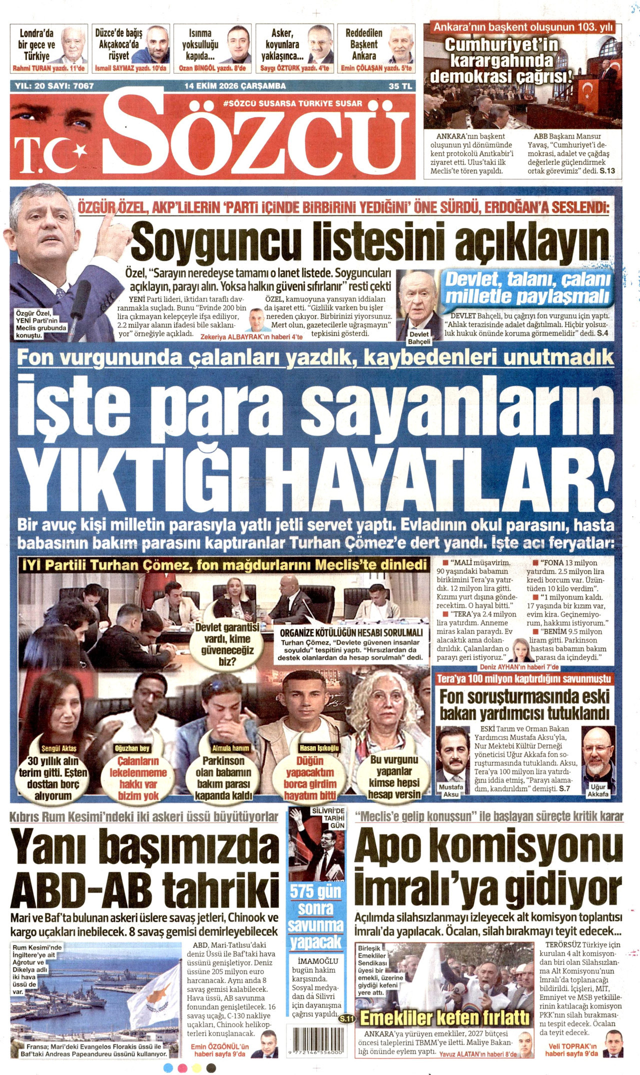 Gazeteler bugün ne yazdı? (14 Ekim) - 11. fotoğraf