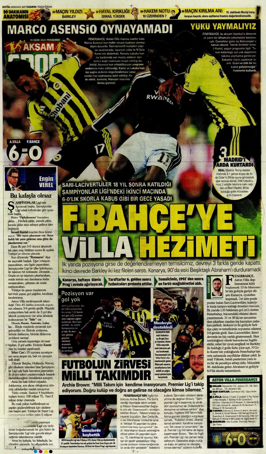 Fener'in utancı! Spor basını bugün ne yazdı? (15 Ekim) - 6. fotoğraf