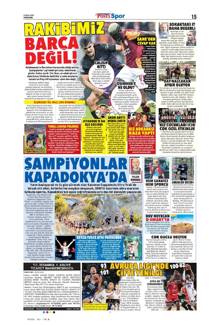 Fener'in utancı! Spor basını bugün ne yazdı? (15 Ekim) - 4. fotoğraf