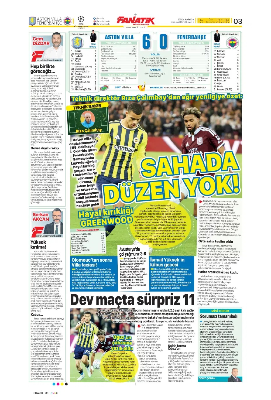 Fener'in utancı! Spor basını bugün ne yazdı? (15 Ekim) - 3. fotoğraf