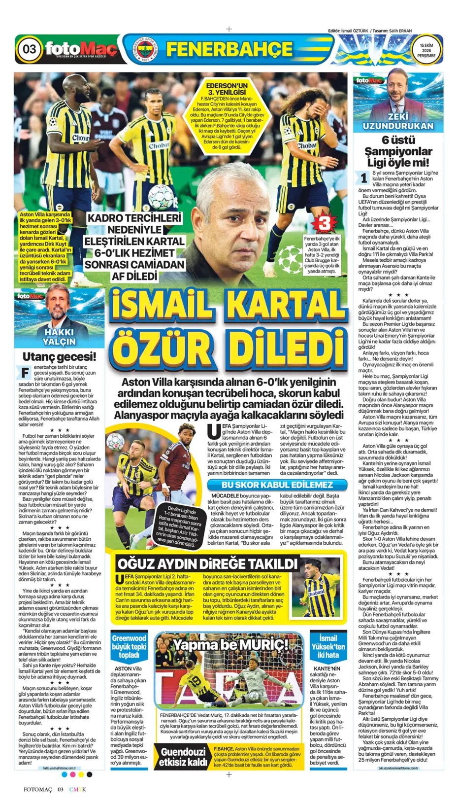 Fener'in utancı! Spor basını bugün ne yazdı? (15 Ekim) - 11. fotoğraf