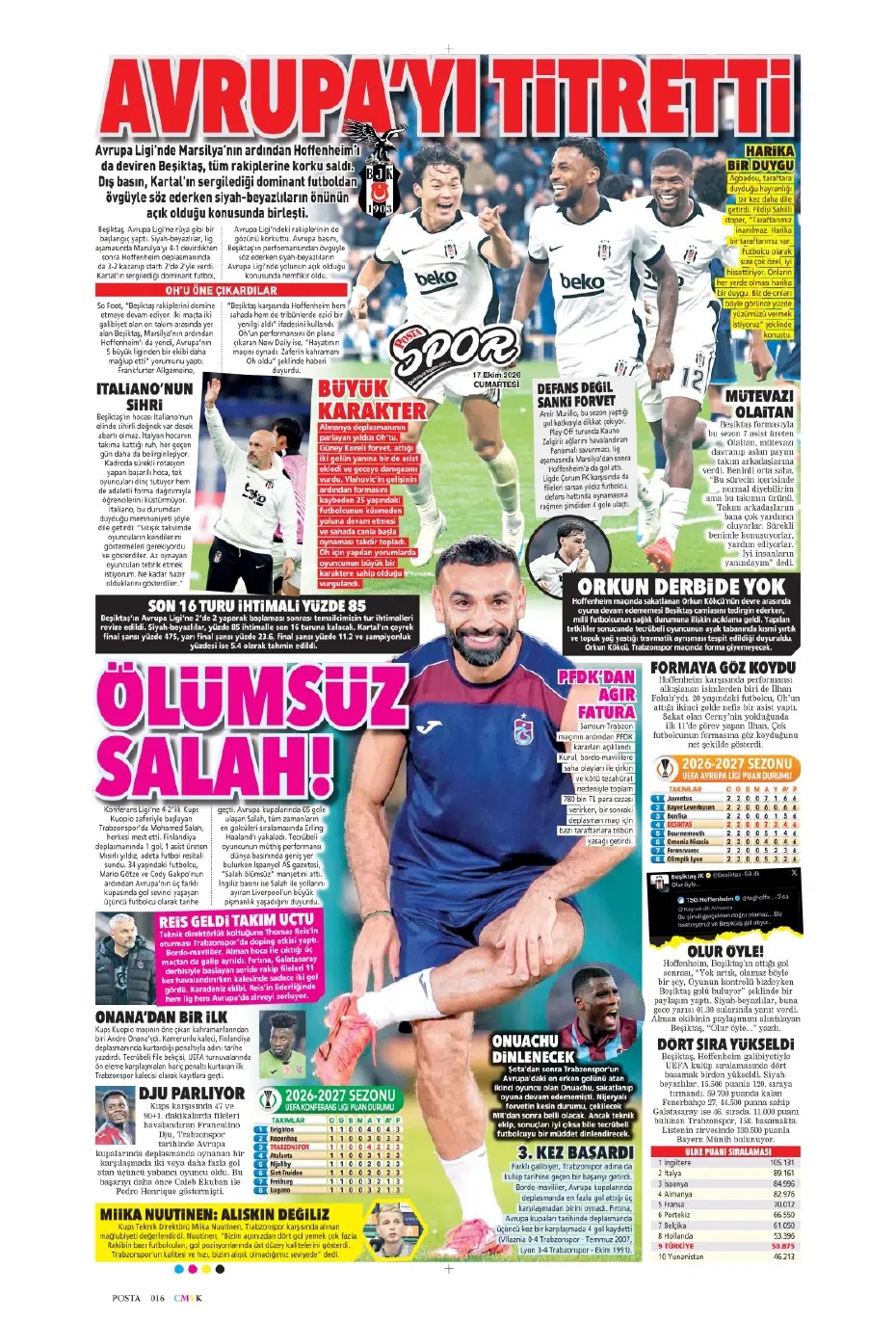 Beşiktaş'ın sırrı Italiano'nun öfkesi! Spor basını bugün ne yazdı? (17 Ekim) - 3. fotoğraf