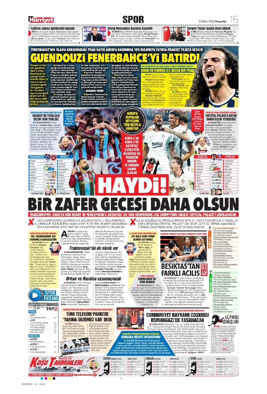 Aslan kükredi! Spor basını bugün ne yazdı? (22 Ekim) - 1. fotoğraf