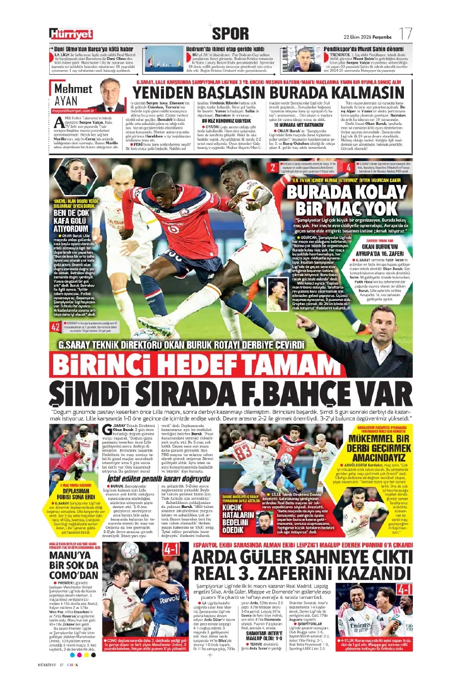 Aslan kükredi! Spor basını bugün ne yazdı? (22 Ekim) - 7. fotoğraf