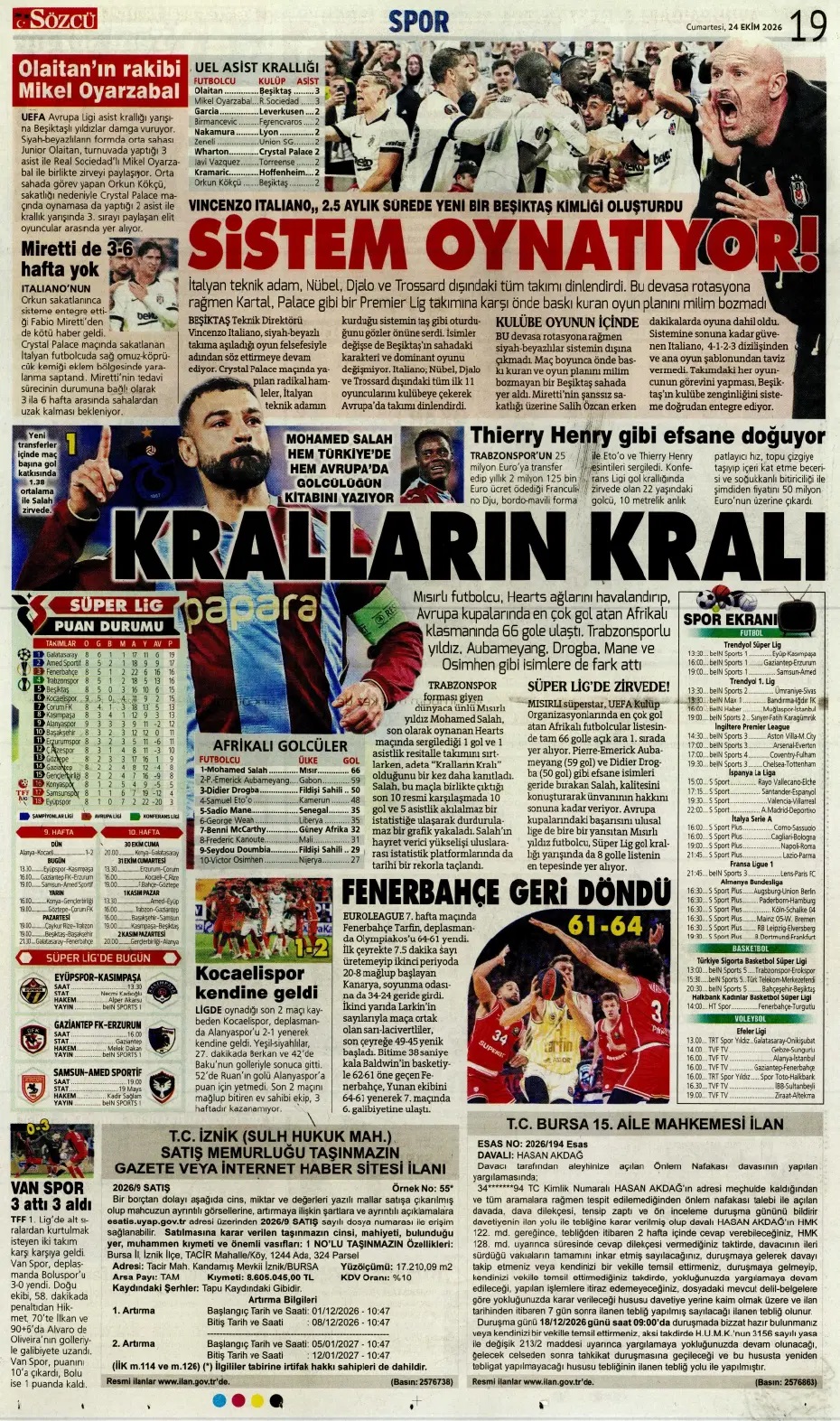 Salah artık efsane! Spor basını bugün ne yazdı? (24 Ekim) - 8. fotoğraf