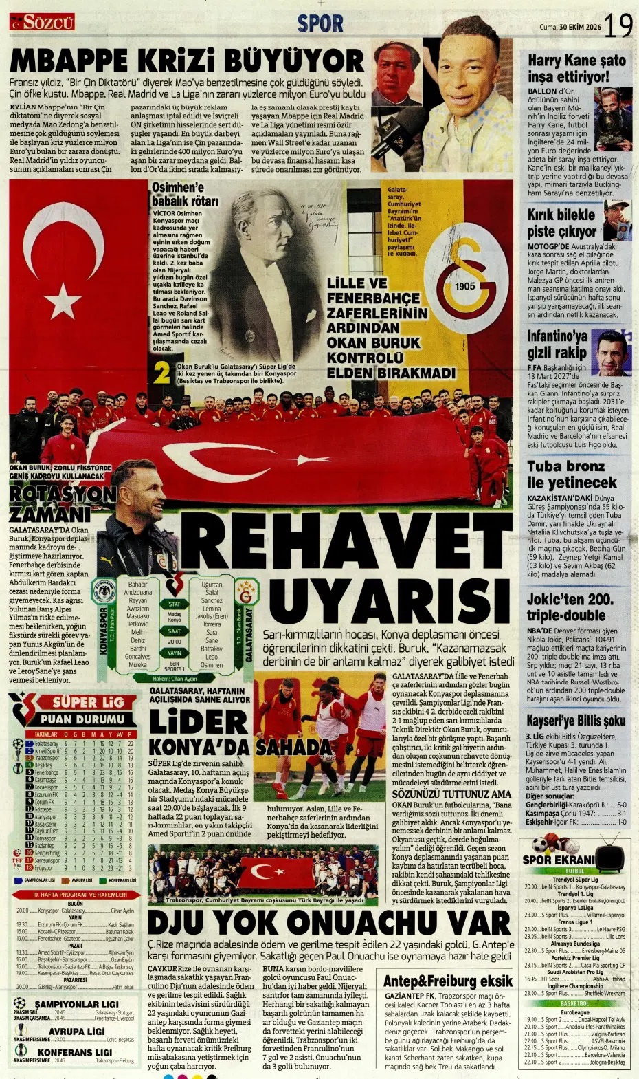 Kuyt 0'dan 100'e çıktı! Spor basını bugün ne yazdı? (30 Ekim) - 10. fotoğraf