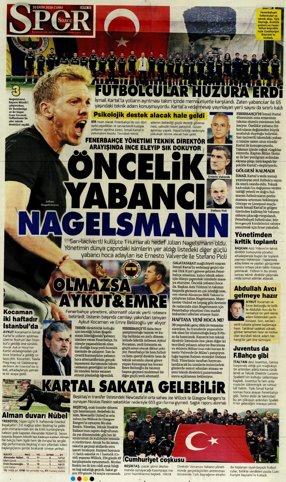 Kuyt 0'dan 100'e çıktı! Spor basını bugün ne yazdı? (30 Ekim) - 9. fotoğraf